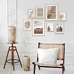 ArtbyHannah Gallery Wall Frame Set, Neutral Modern Art Prints,Picture Frames Collage Wall Decor for Living Room, 8 Pack in Multiple Sizes(11x14 inch,8x10 inch,6x8 inch)