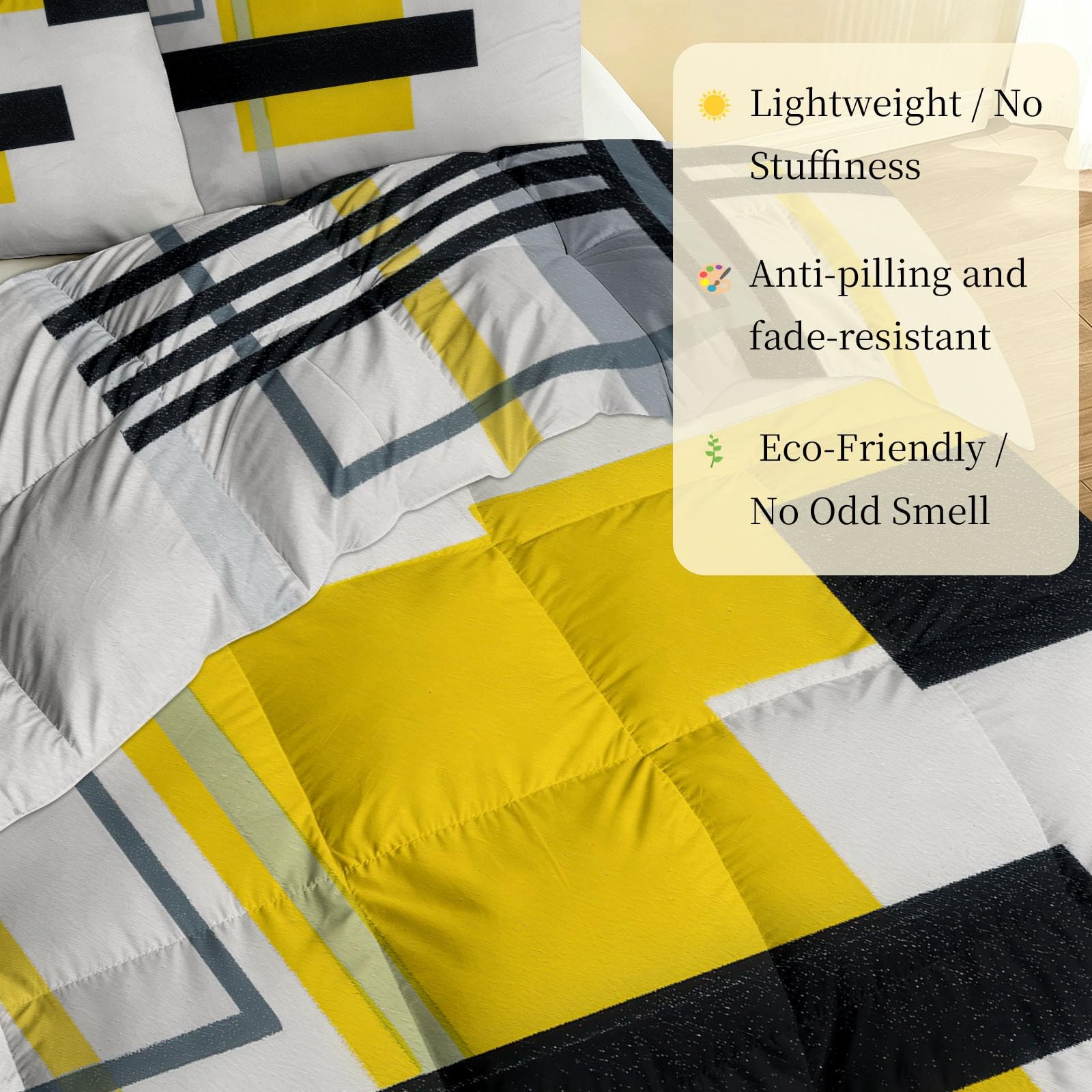 Bettdecke 135 x 200 cm 4 Jahreszeiten Waschbare Bettdecke ohne Bezug - Abstrakt Modern Bettwäsche Winterdecke und Sommer, Anti-Allergene Steppdecke - Geometrisch Blöcke Linien Bettdecke Set