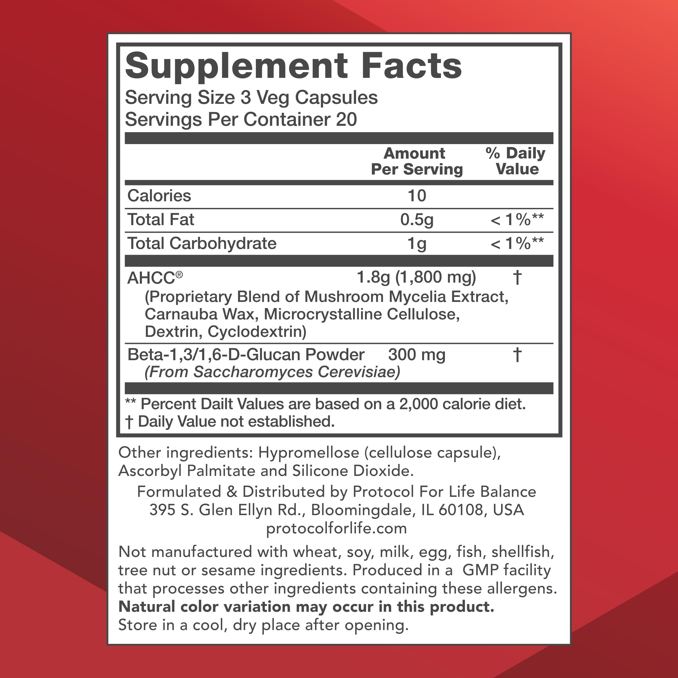 PROTOCOL FOR LIFE BALANCE AHCC 600mg, Liver & Immune*, 60 Veg Caps — Amazon image 2