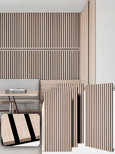 Miniatura 11 de Mollywell Paneles de madera para pared, instalación que ahorra tiempo, decoración de pared de listones de madera versátil, diseño acanalado mejorado
