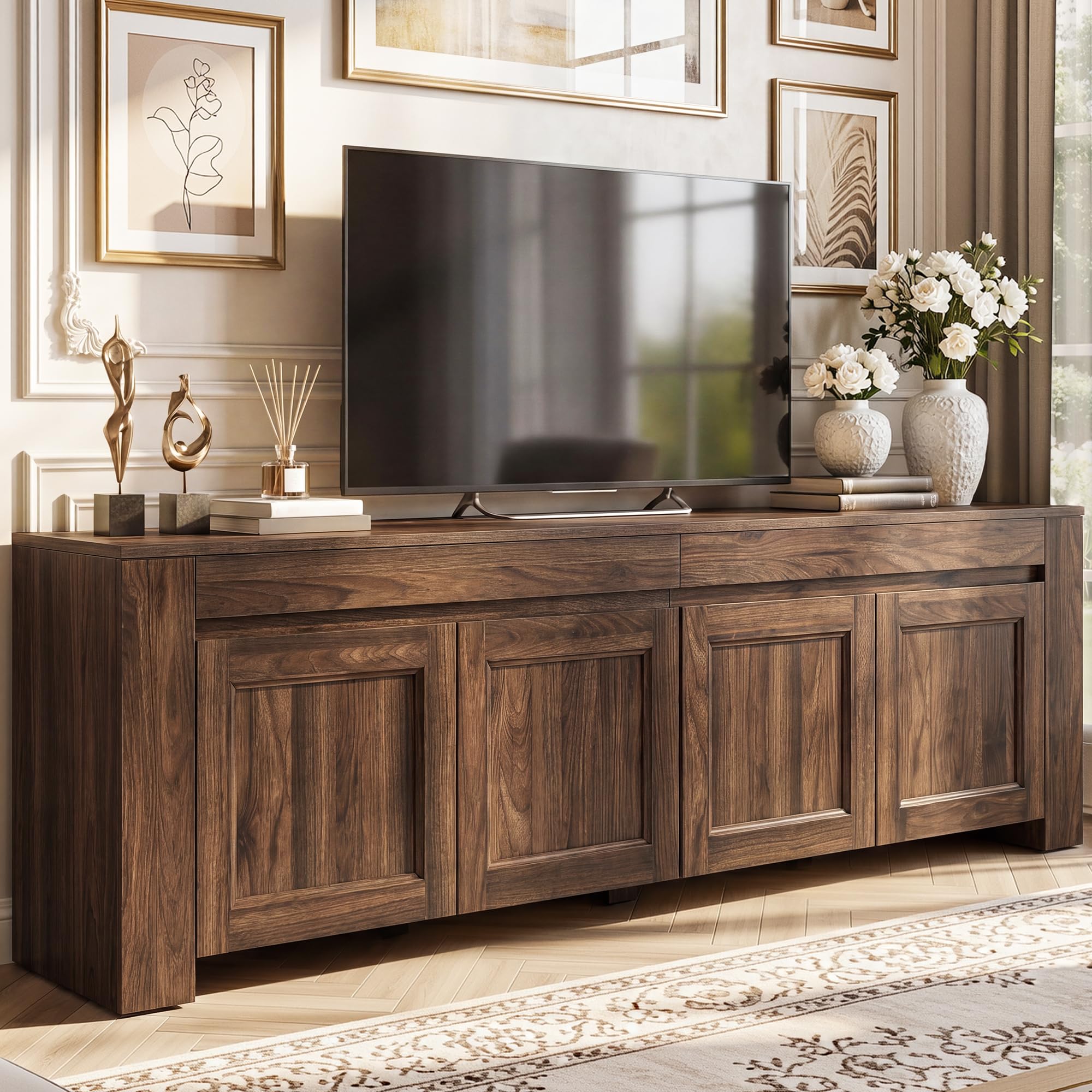 View 1 of **PARTS ONLY** YITAHOME 70" TV Stand with Storage - Dark Walnut