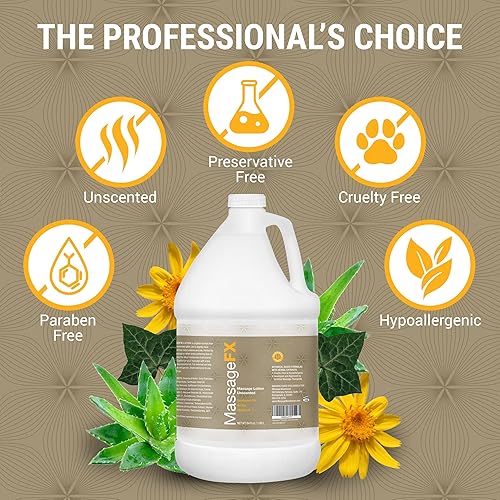 Miniatura 2 de Massage FX Loción de masaje sin perfume, 12 galón, loción de masaje profesional para terapia de masaje con aceite de semilla de girasol, árnica y