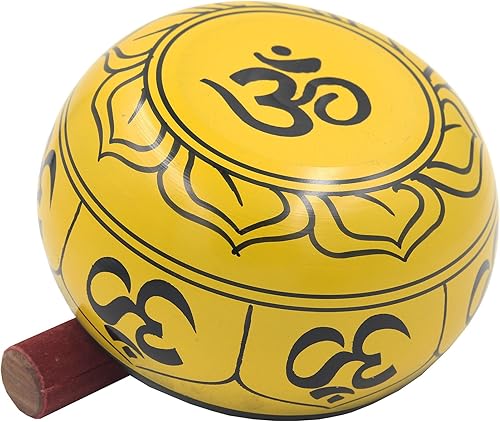 Miniatura 4 de DharmaObjects Yoga Meditación 6 Pulgadas OM Mantra Cuenco CantantePadMazo Set de Regalo (Amarillo)