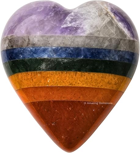 Amazing Gemstone Piedra de Palma de Corazón de Cristal de Chakra - Piedra de Masaje de Bolsillo para Preocupación para Equilibrio Natural de Chakras