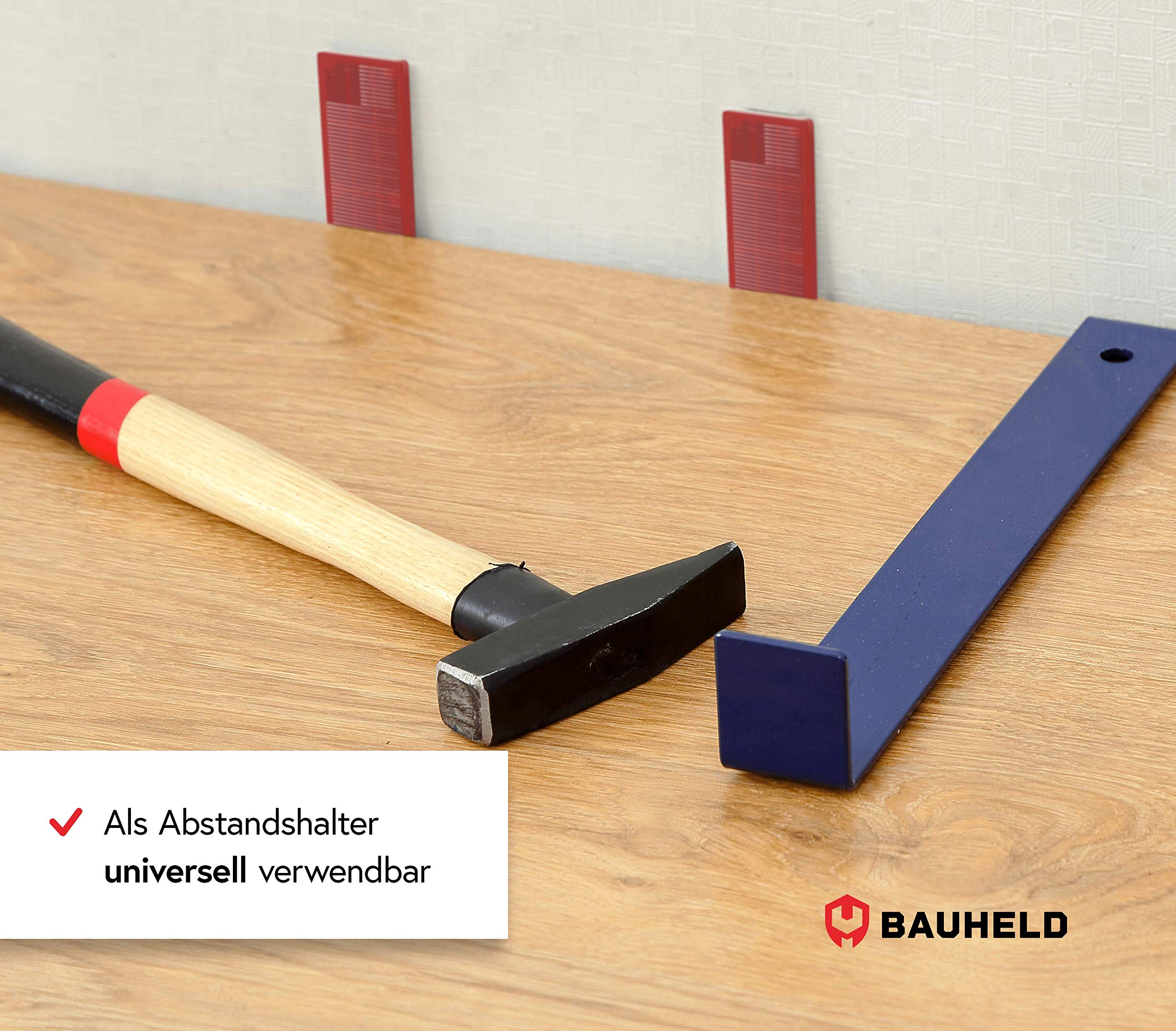 BAUHELD Verglasungsklötze 24x100mm - Set 300 Stück - Fenster-Abstandshalter aus stabilem Kunststoff - Unterleg-Keile mit Feinriffelungen - Als Fensterkeile, Unterlegplatten, Ausgleichsplättchen