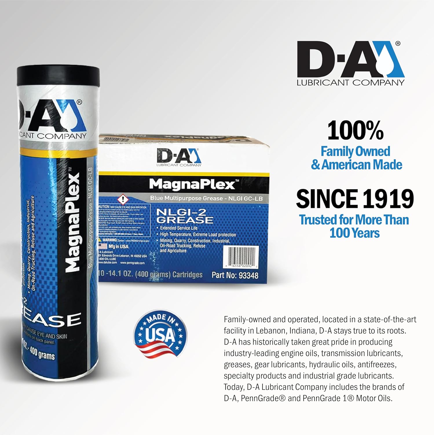 D-A LUBRICANT COMPANY 12727T, Magnaplex NLGI 2 Multi-Purpose Lithium Grease #2, 400 Grams (10 Pack)