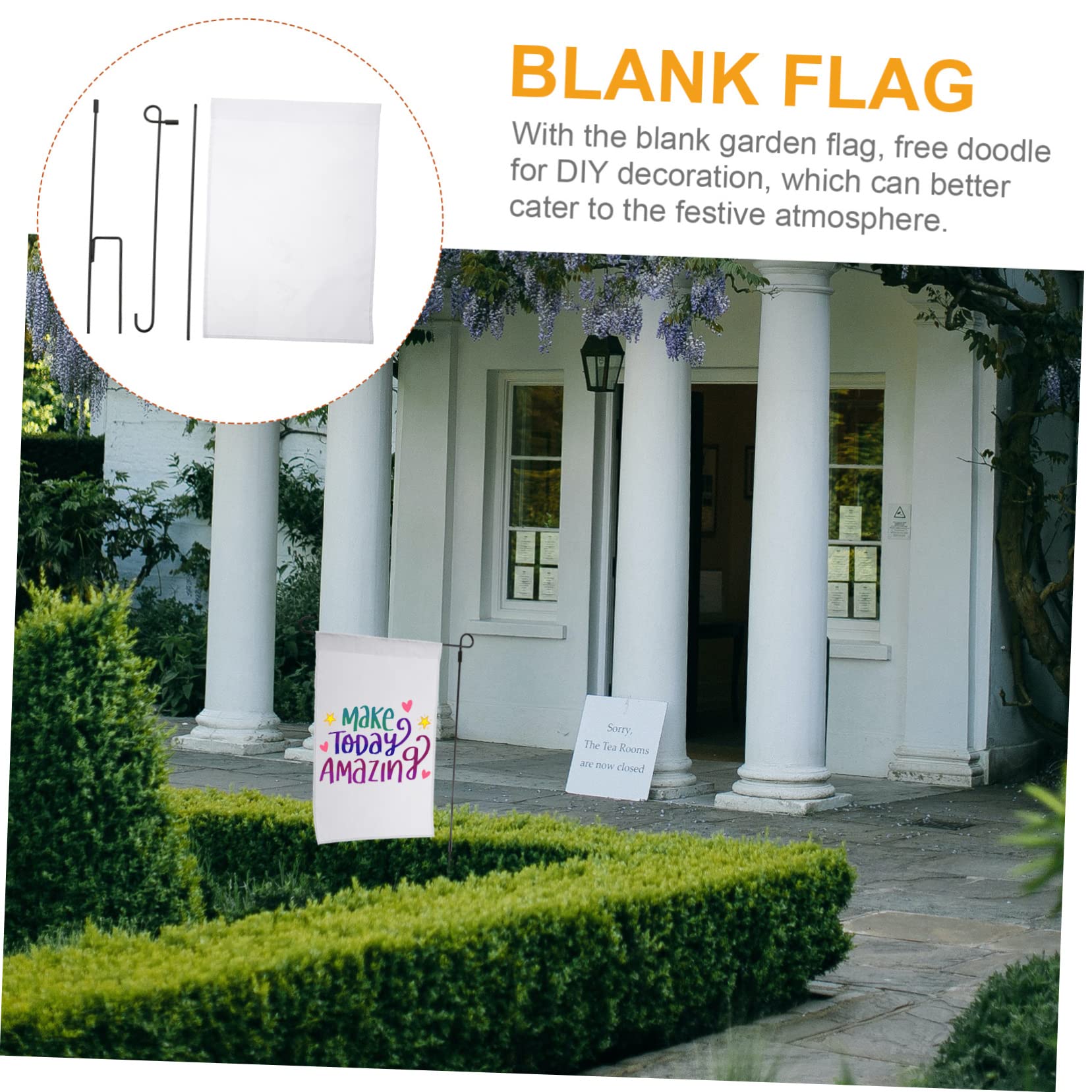 HANABASS 2 Sätze Diy Leere Gartenflagge Weiße Fahne für Outdoor Dekoration mit Gartenflaggenmast für Kreative Gestaltung und