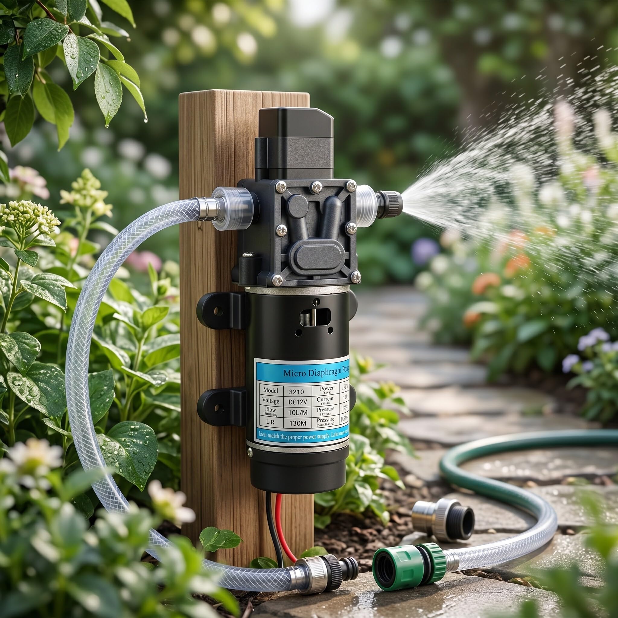 Bomba de Agua Eléctrica 12V 120W Autocebante de Membrana 10L/M Alta Presión Silenciosa para Lavadoras de Ropa Hogar Industrial