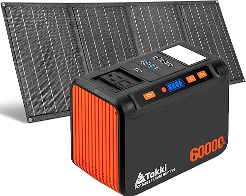 Miniatura 11 de Takki - Estación de energía portátil de 88 Wh, generador solar, batería externa con puertos USB de 110 V de CA y CC, linterna LED para campamento,