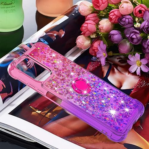 Miniatura 7 de nincyee Shockproof Case for Xiaomi Redmi Note 10 4GNote 10S,Glitter Shine Diamond Gradient Color Quicksand Transparent TPU Cover with Rotating Ring