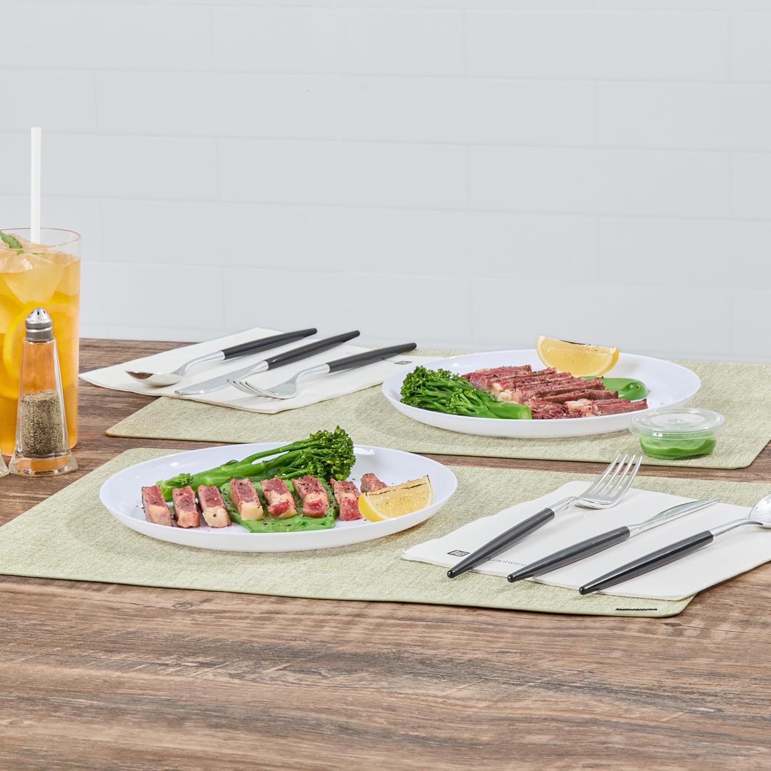 Restaurantware 9 x 9 Inch Catering Plates 100 Round Party Dinner Plates - Sturdy Disposable White Plastic Disposable Plates Unique Design For Special Occasions Catered Events