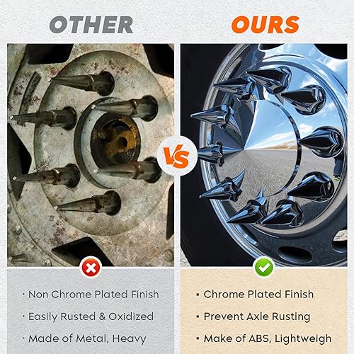 Miniatura 8 de Youxmoto Cubiertas cromadas de 1.299 in para tuercas atornilladas para Volvo & International & Peterbilt & Kenworth & Mack & Freightliner Cascadia,