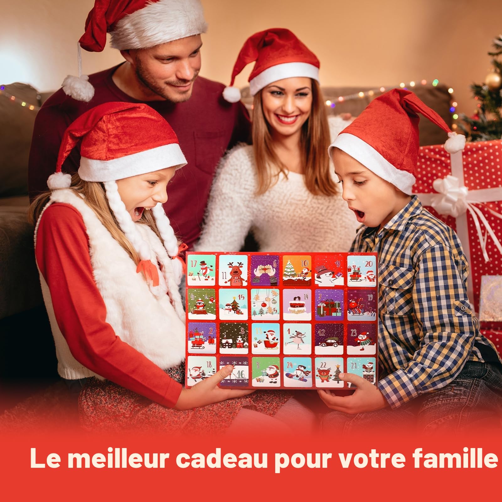 24 paires de chaussettes de Noël Calendrier de l'Avent 2025, calendrier de 24 jours, chaussettes parfaites pour cadeau pour hommes et femmes, ensemble de chaussettes douillettes de Noël pour adultes