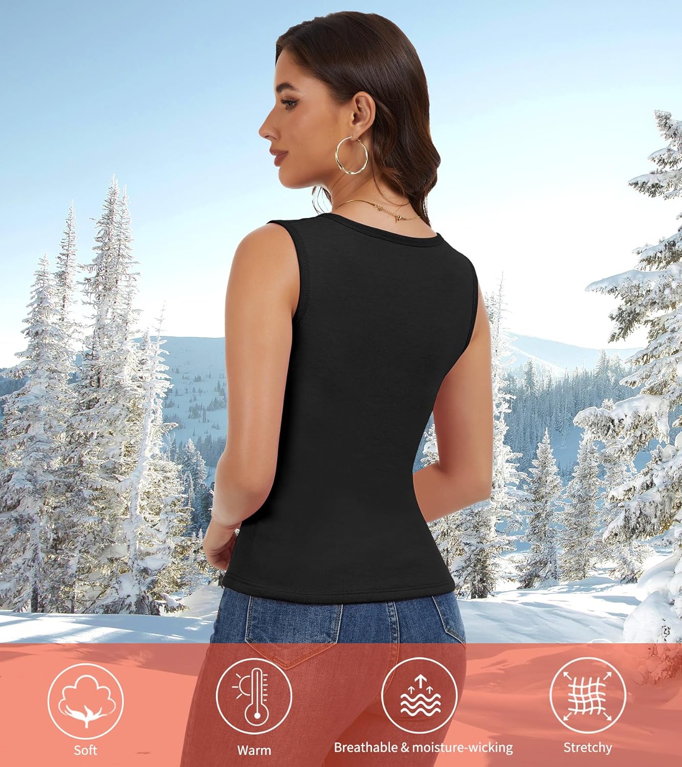 Thermal Tank Top for Women Fleece Tank Top Sleeveless Camisole Winter Warm Base Layer Undershirts - Image 4