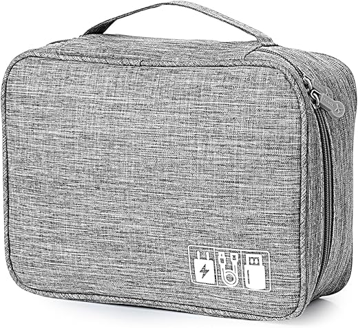 AiQInu Travel Cable Organizer, Universal Electronics Cable Organizer Travel Accessories for Tablet, External Hard Drive, Charger, USB Cable, Adapters, Memory Cards