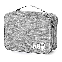 AiQInu Organizer Cavi Borsa da Viaggio Organizzatore Cavi 2 Strati Resistente All’acqua Portatile Porta Cavi Organizer per Caricatore, Chiavetta USB, Auricolare, Power Bank, Hard Disk, Scheda SD