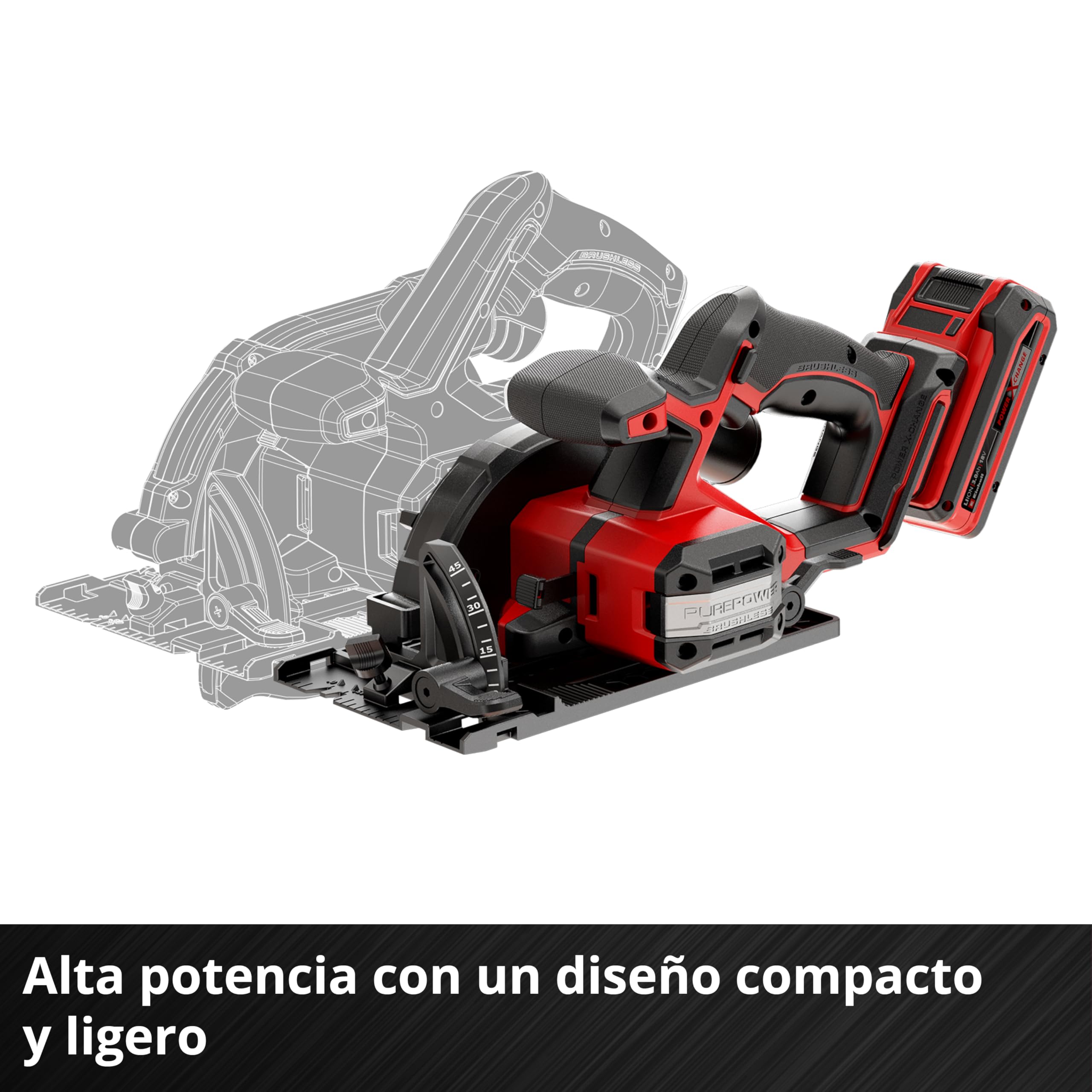 La sega circolare manuale Einhell Professional TP-CS 18/136-C Li BL - Solo Power X-Change (18 V, lama Ø 136 mm, Brushless, profondità di taglio 51 mm, installazione senza attrezzi, batteria esclusa)