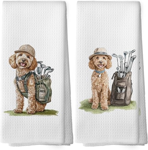 XPH Funny Golf Goldendoodle Dog Kitchen Dish Towels, Goldendoodle Gifts for Wome