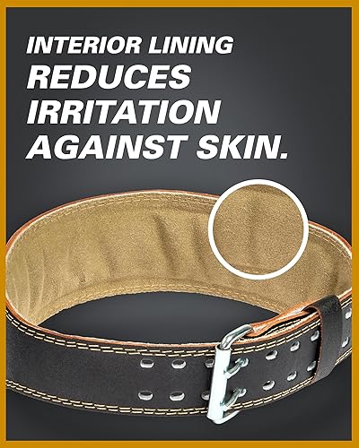 Miniatura 4 de Harbinger Cinturón de levantamiento de pesas contorneado de cuero acolchado 4 o 6 pulgadas de ancho Forro interior de gamuza y amortiguación de