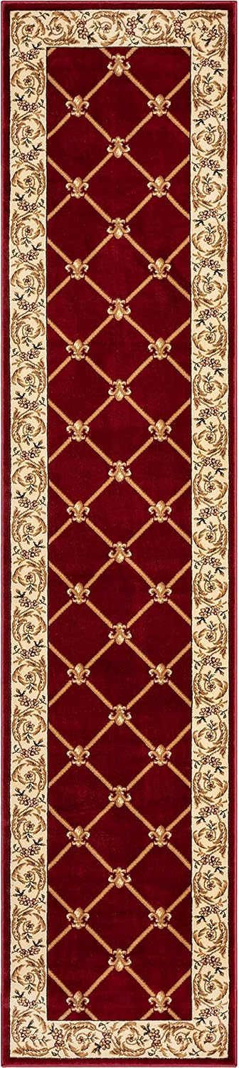 Patrician Trellis Red French European Formal Traditional 3x12 (2'7" x 12') Runner Rug Stain/Fade Resistant Contemporary Floral Thick Soft Plush Hallway Entryway Living Dining Room Area Rug