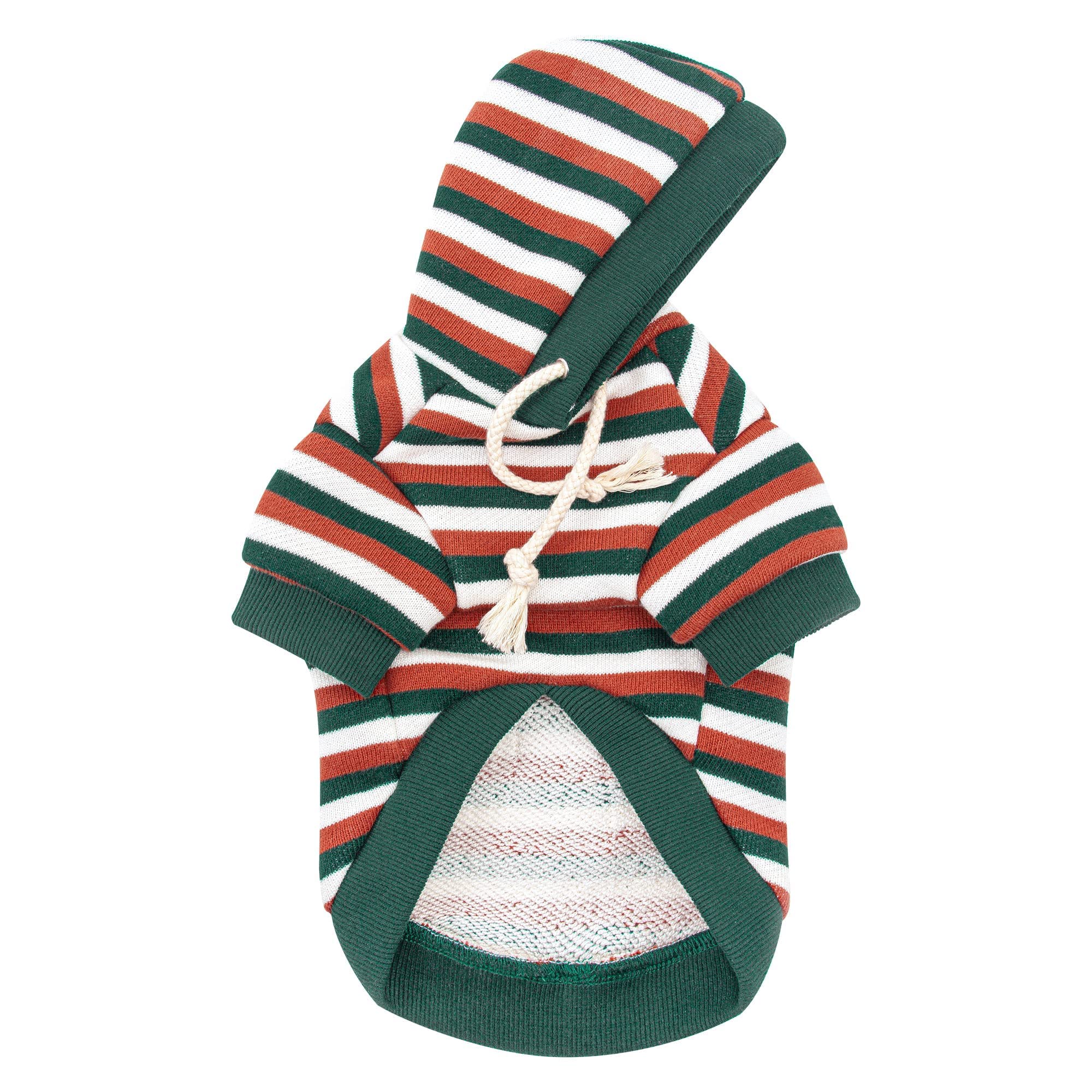 Pet Clothes Dog Hoodie Soft & Warm Cotton Sweatshirt Dog Stripe Hooded Shirts for Small and Medium Dogs, 2X-Large Green