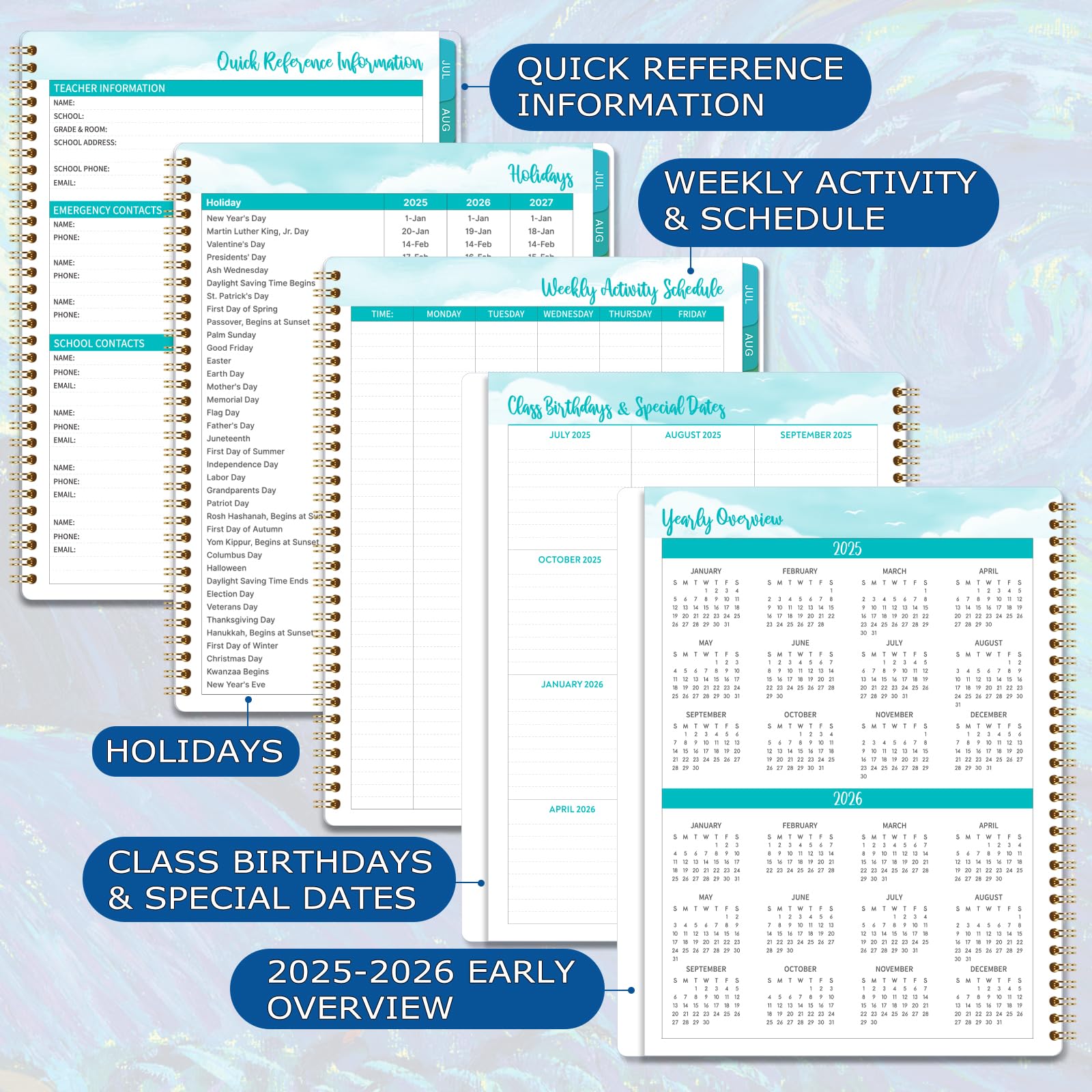 Teacher Planner 2025-2026 - Academic Planner 2025-2026 from July 2025 - June 2026, 8.5" x 11", Weekly & Monthly Lesson Plan Book, Helps Better Teaching - Image 5