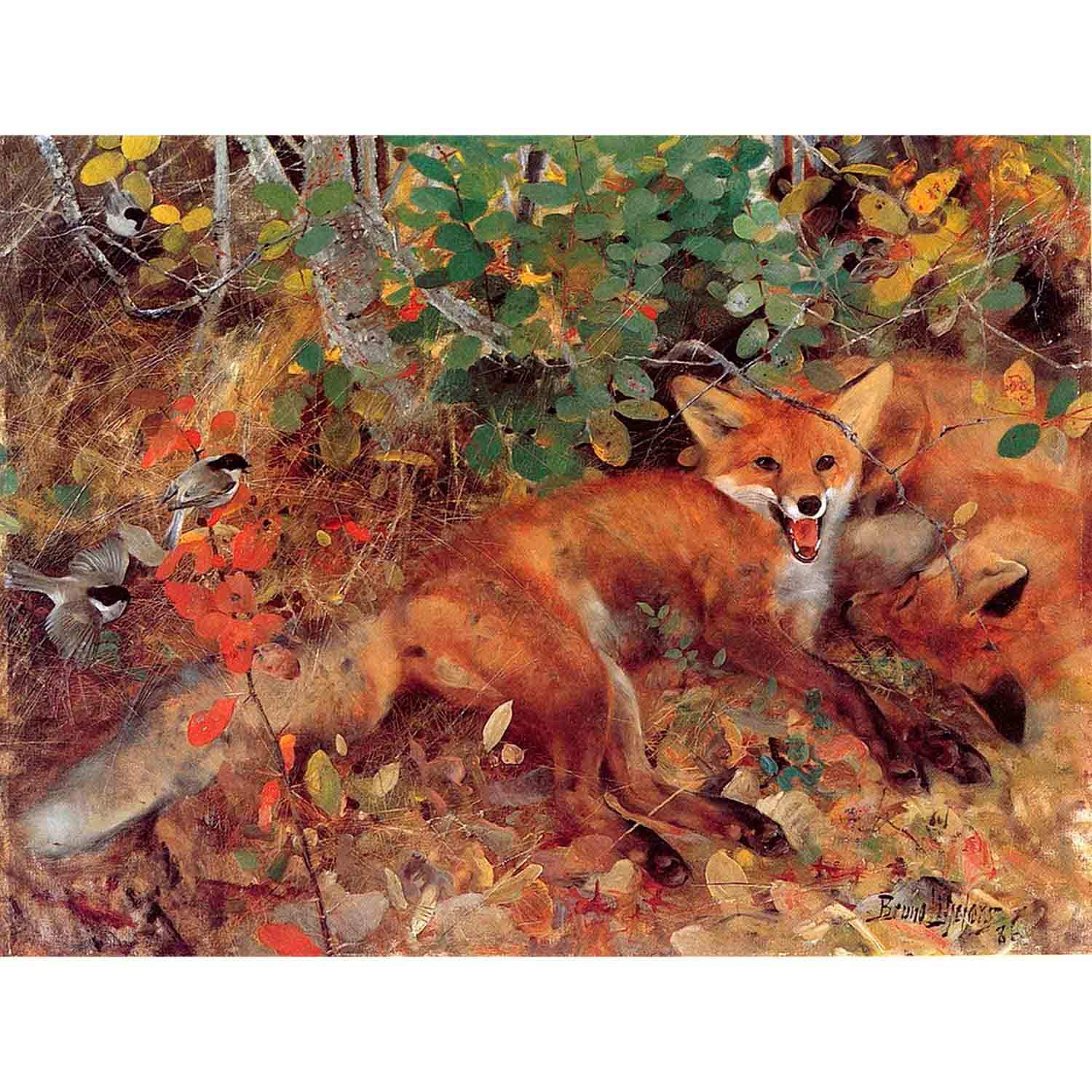 Wee Blue Coo Blue Wee Coo Painting Animal Nature Bruno Liljefors Foxes 12X16 Inch Art Print Poster Hp2285