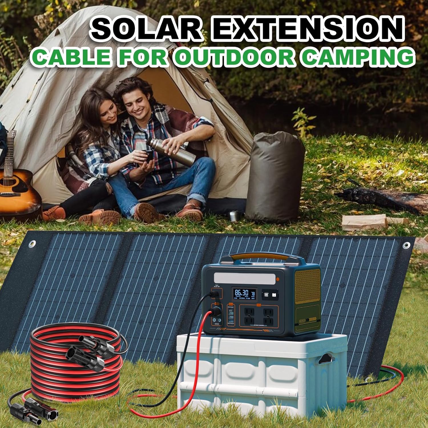 Oududianzi Cavo solare 4mm²/6mm², prolunga cavo a pannello solare 1/2/3/5/8/10/12/15/20/30m, cavo solare con connettori maschi e femmine per sistemi solari fotovoltaici (6mm² 12m)