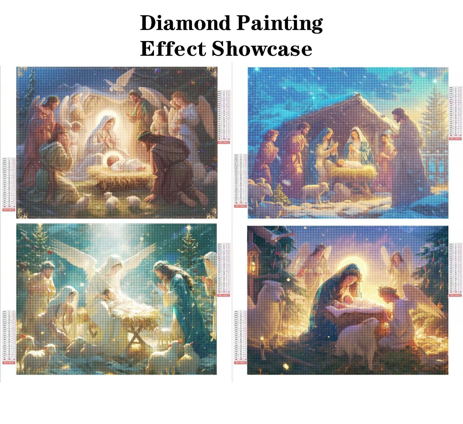 Malarstwo diamentowe krajobraz 90x60 cm kwadratowy obraz diamentowy 4 sztuki 2026 nowy DIY 5D zestaw do malowania diamentami z akcesoriami, prezenty świąteczne, dekoracje świąteczne i noworoczne i