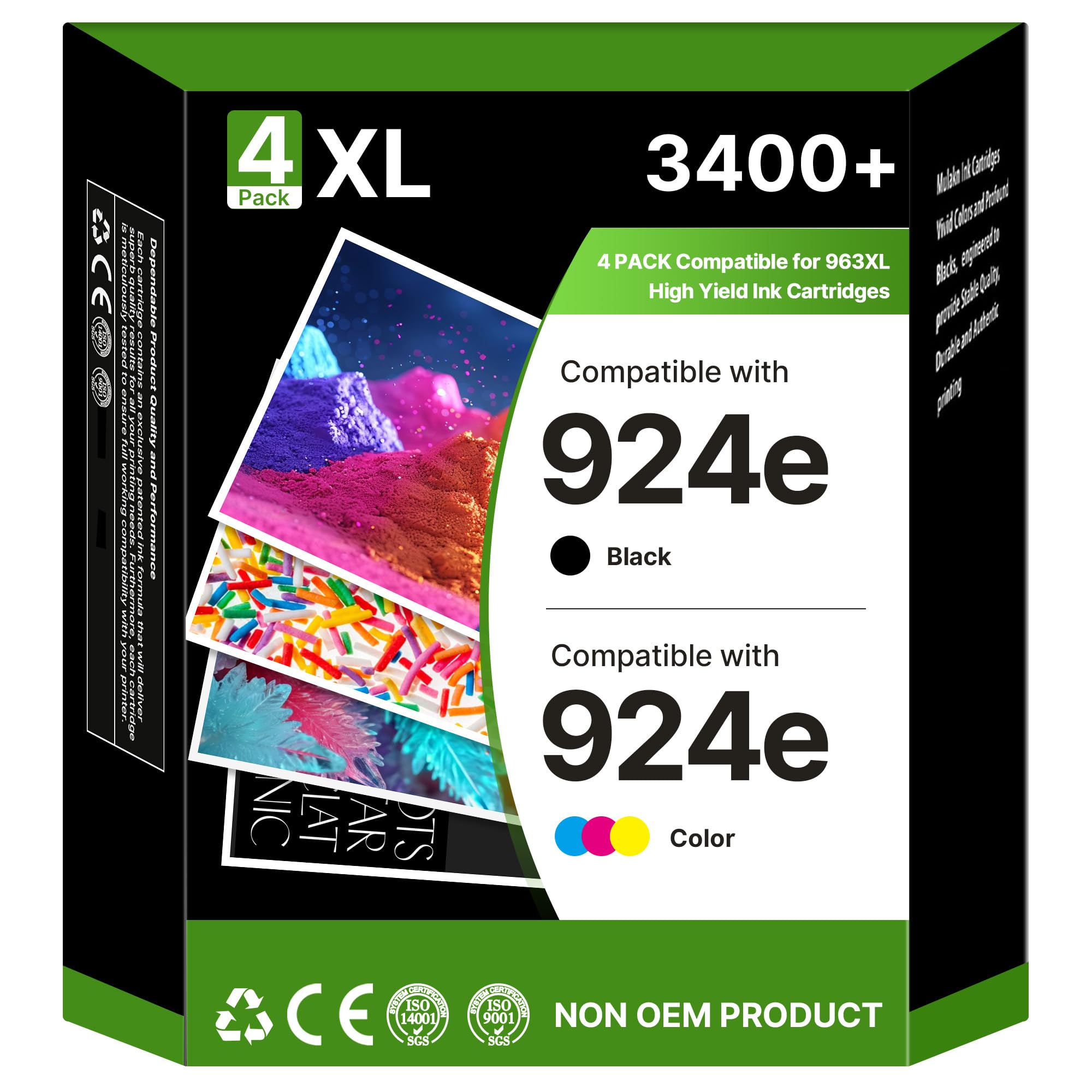 924e 924XL Cartouches d'encre compatibles pour HP 924e 924 Cartouches d'encre pour HP OfficeJet Pro 8120 8123 8120e 8122e 8124e 8125e 8128e 8130 8130e 8132e 8134e (lot de 4, noir, cyan, magenta, jaune
