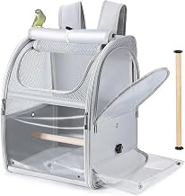 Parrot Bird Transport Shoulder Bag Waterproof Bag with 2 Perches and Tray, Breathable Travel Cage for Cockatiels, Lightweight, 33.5 x 29 x 43 cm