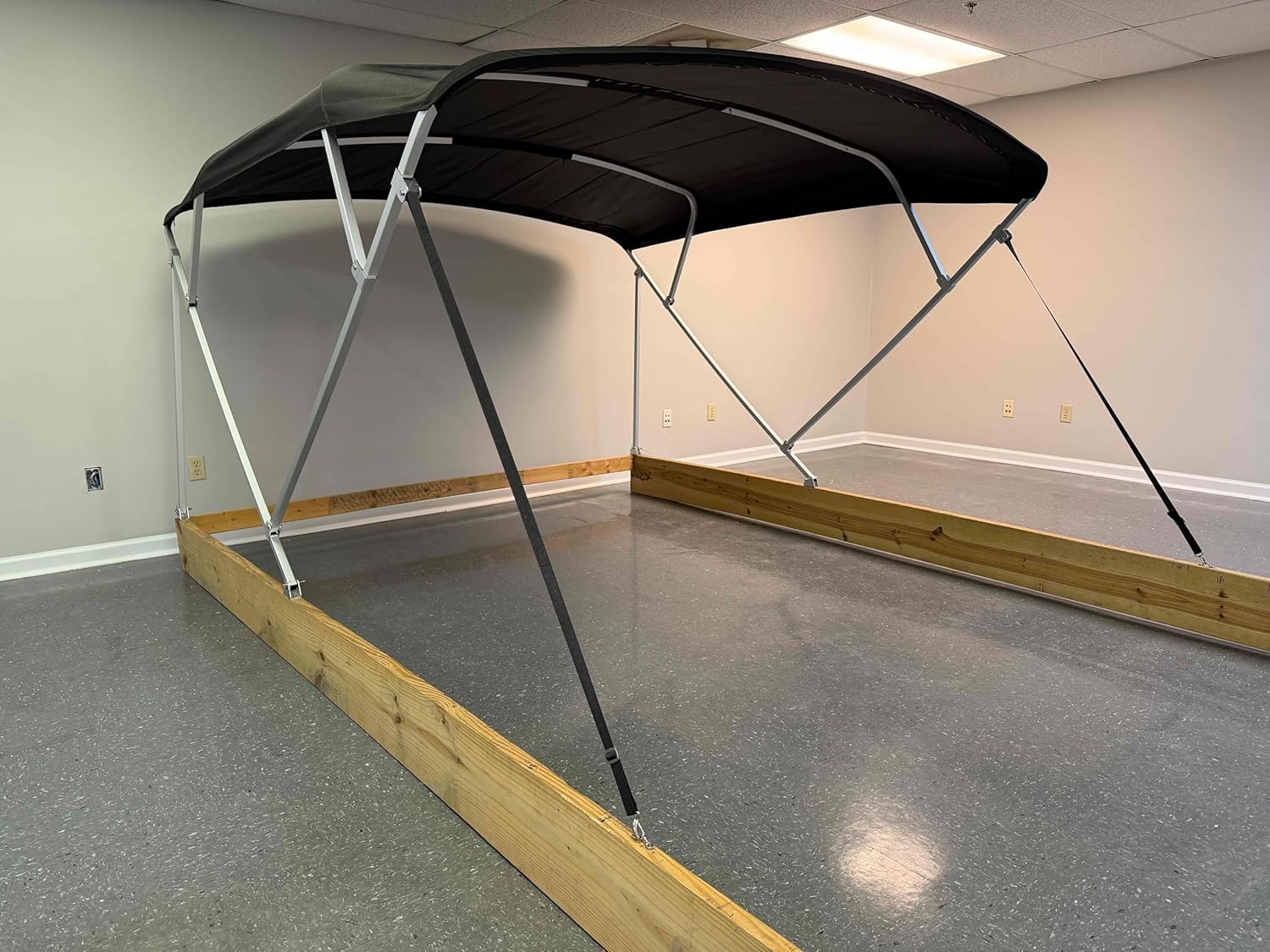 10' Long x 8.5' Wide Pontoon Boat Bimini Top Complete Kit, Best Available, Square Tube Frame Metal and Fittings, Custom 16oz Canvas, Matching Boot, Hardware Cypress Rowe Outfitters (Black)