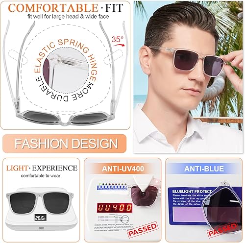 Miniatura 4 de MARE AZZURO Gafas de sol de lectura al aire libre para hombres de gran tamaño 1.0 1.25 1.5 1.75 2.0 2.25 2.5 2.75 3.0 3.5 4.0