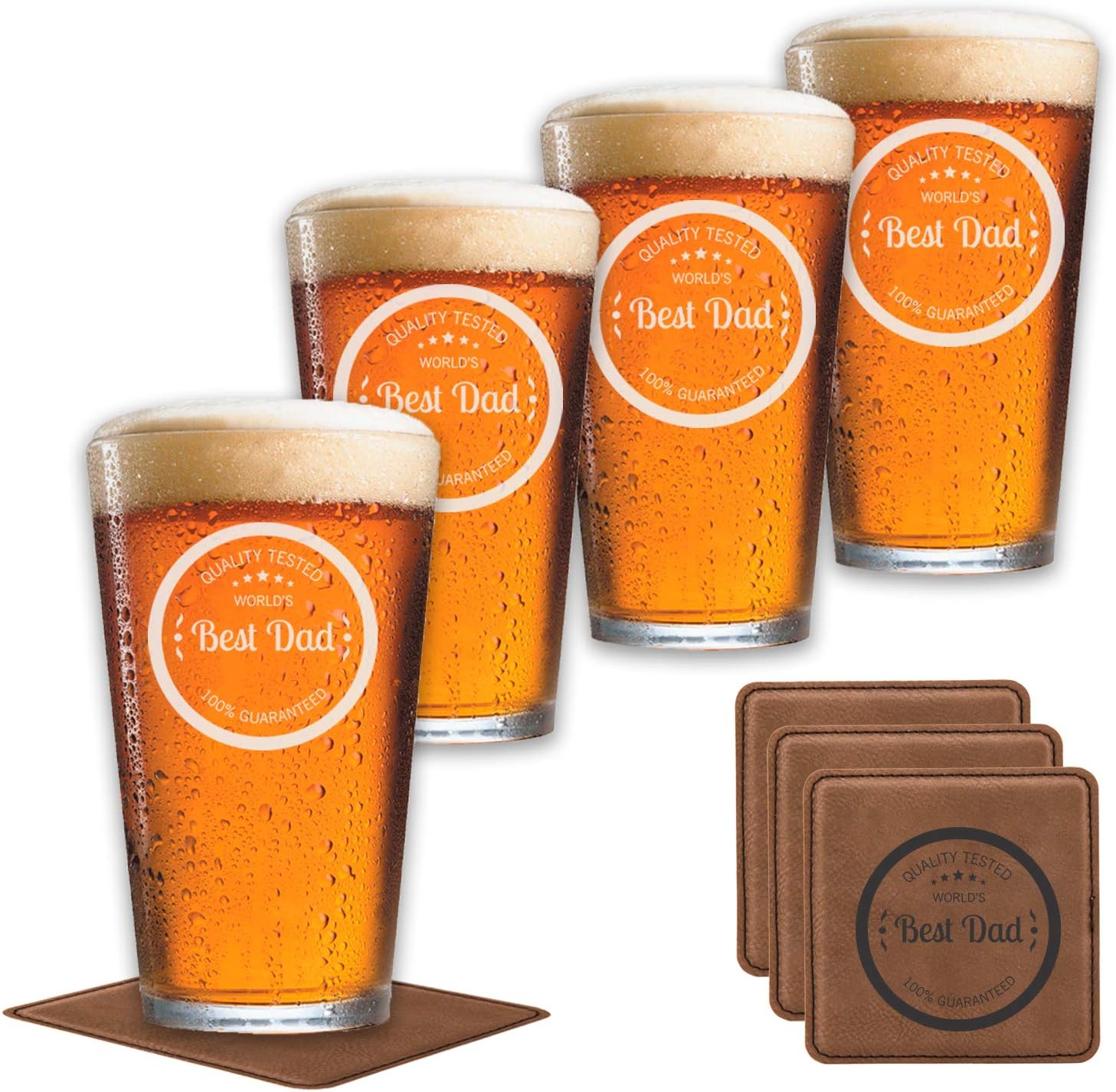 Beer Glass Best Dad Ever Set of 4 (Pint Glass (Set of 4))