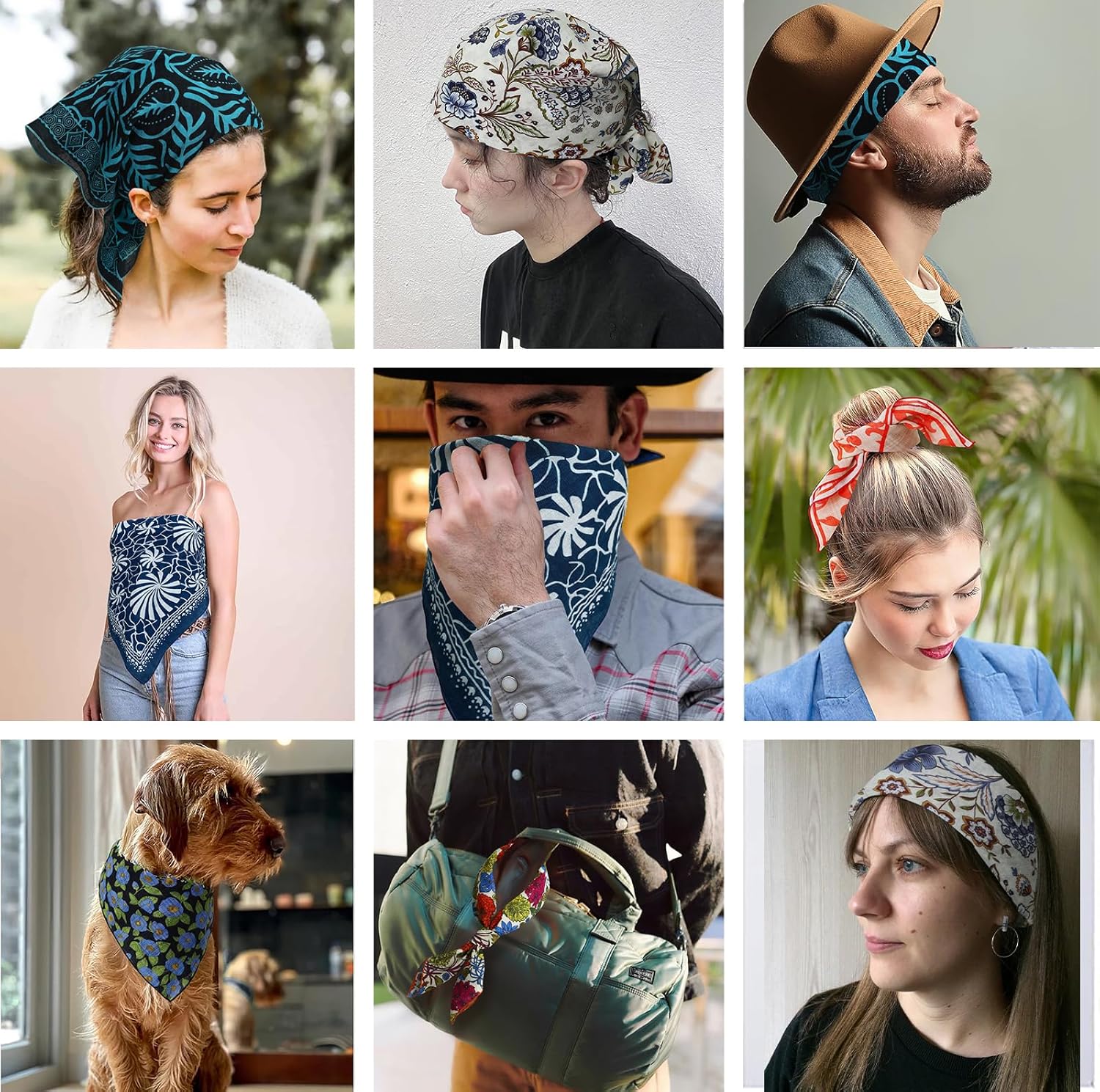 STARWHISPER Multicolored 22''x22'' Cotton Bandana for Women and Men Multi-purpose Headband Hair Scarf Protective Coverage - Image 5