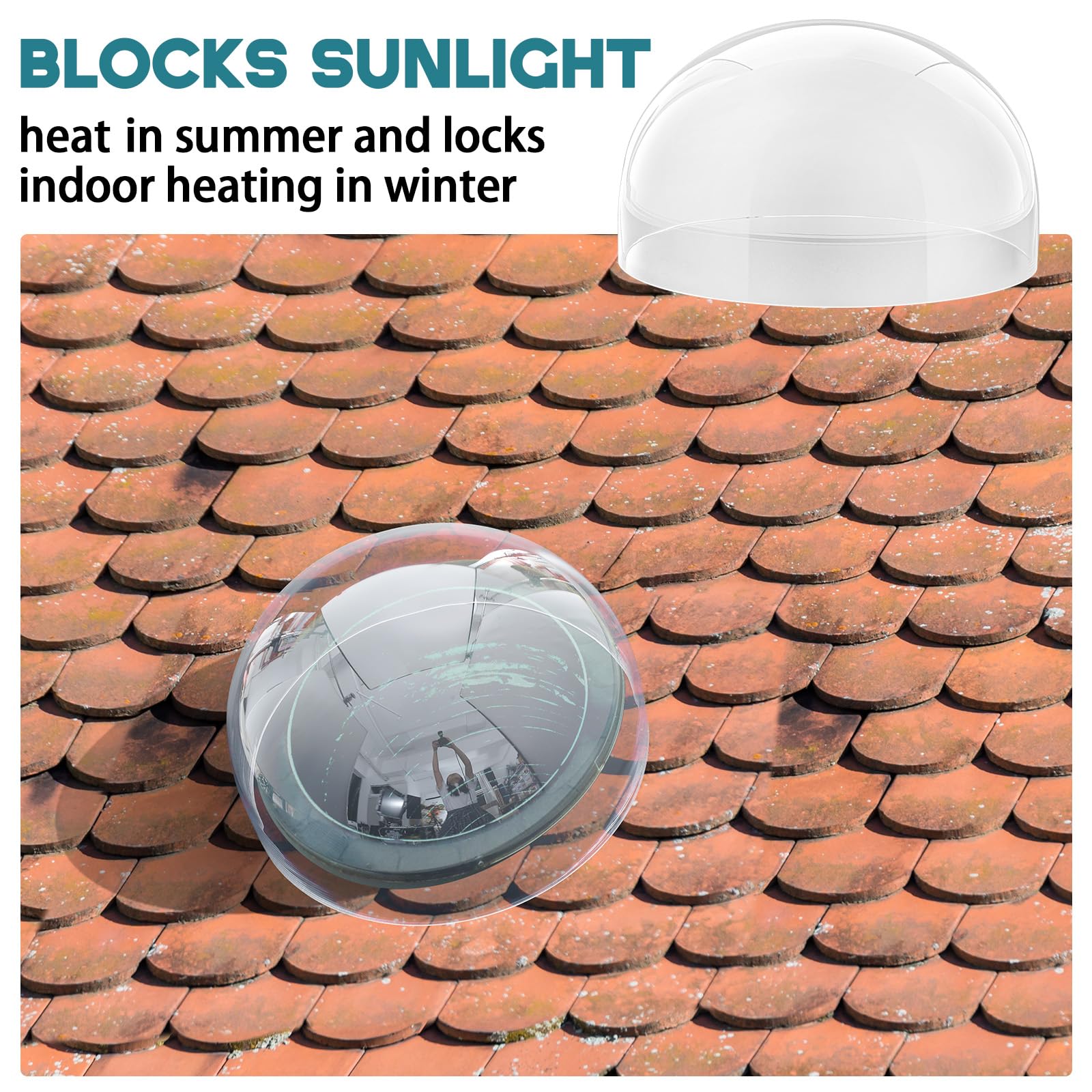 25,4 x 25,4 x 17,8 cm - Cupola di Ricambio per Lucernario, Copertura in Policarbonato Solo per Base di Lucernarioesistente, Cupola per Tetto Resistente ai Raggi UV, Non Intera Luce del Tetto