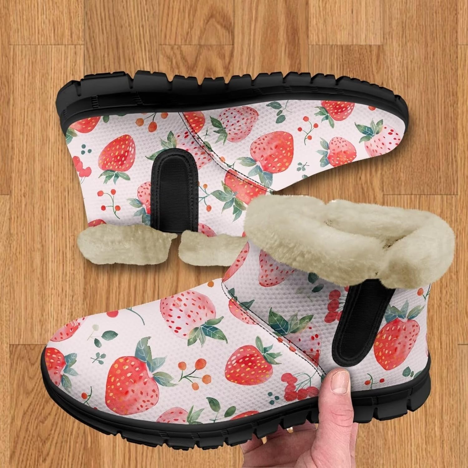 Binienty Winter Snow Boots for Women Comfy Ankle Booties Fur Flannel Lined Warm Walking Boots