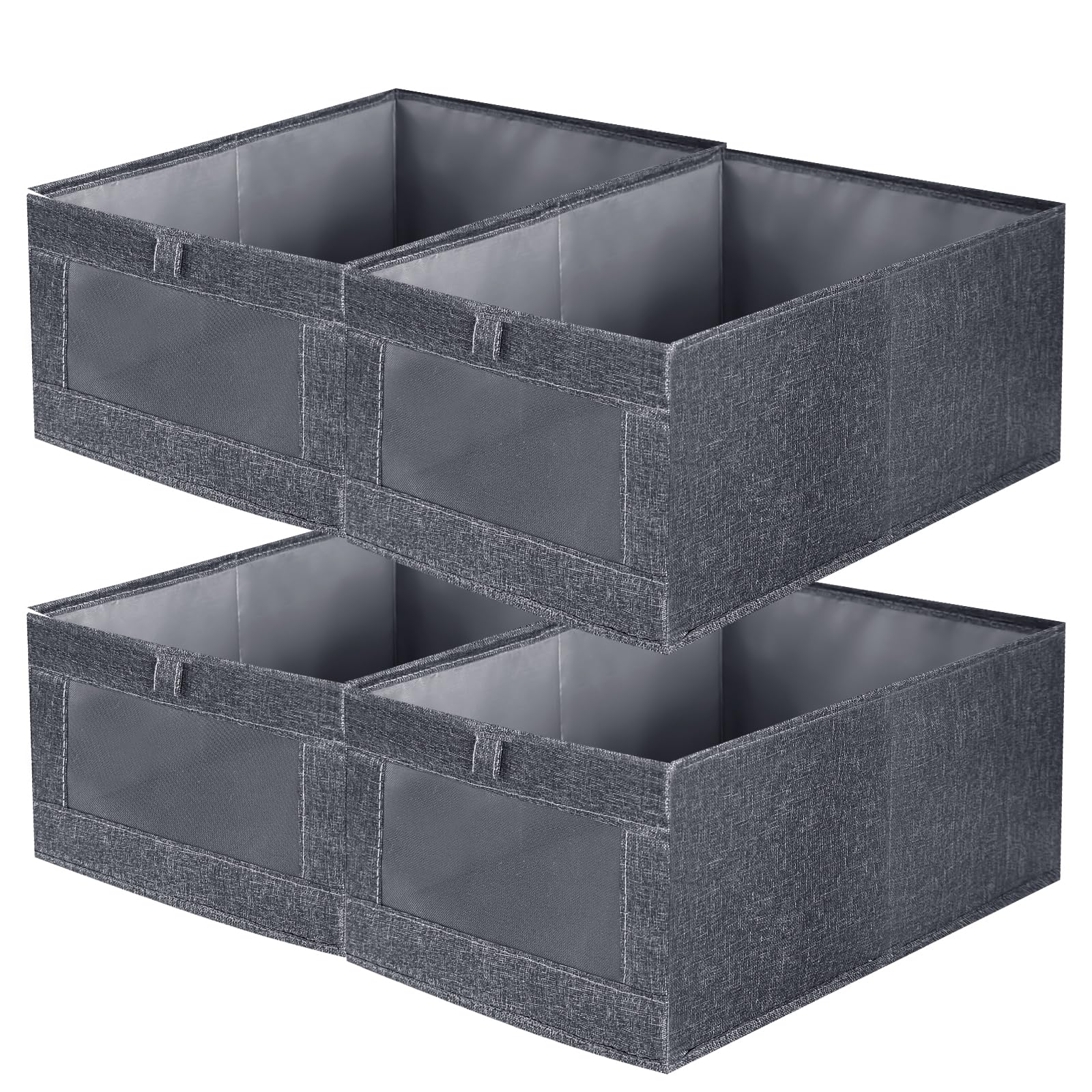 Niviy Wardrobe Clothes Organiser, 4 Pack Large Drawer Organiser Foldable Storage for Jackets, Trousers, Cloak, Suits (41 x 28 x 17cm) Grey