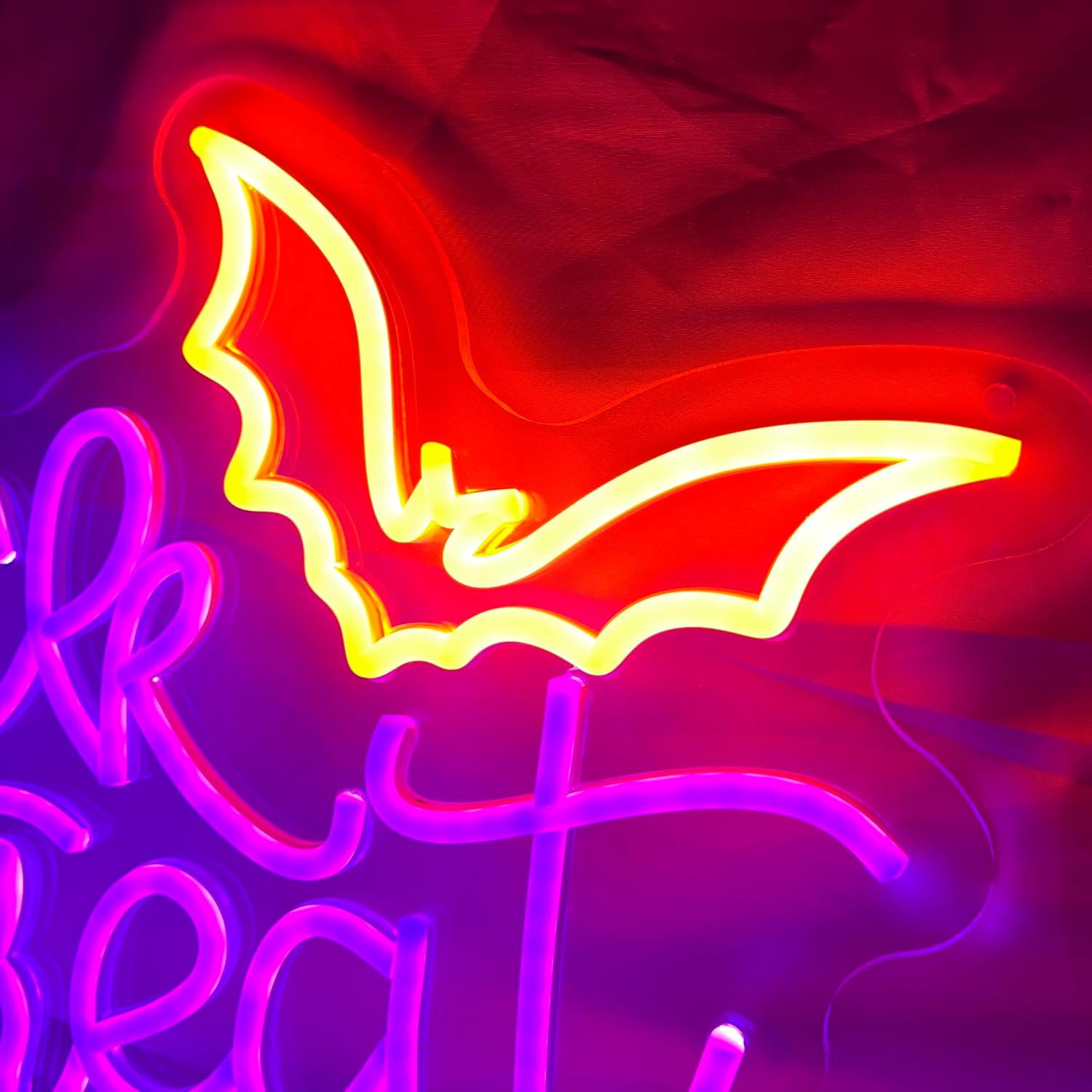 Halloween Neon Sign Trick or Treat Neon Lights for Halloween Decoration Bat Light Up Signs Neon Halloween Sign Powered for Home Party Bar Coffee Stores Window Front Door Bedroom Kids Room
