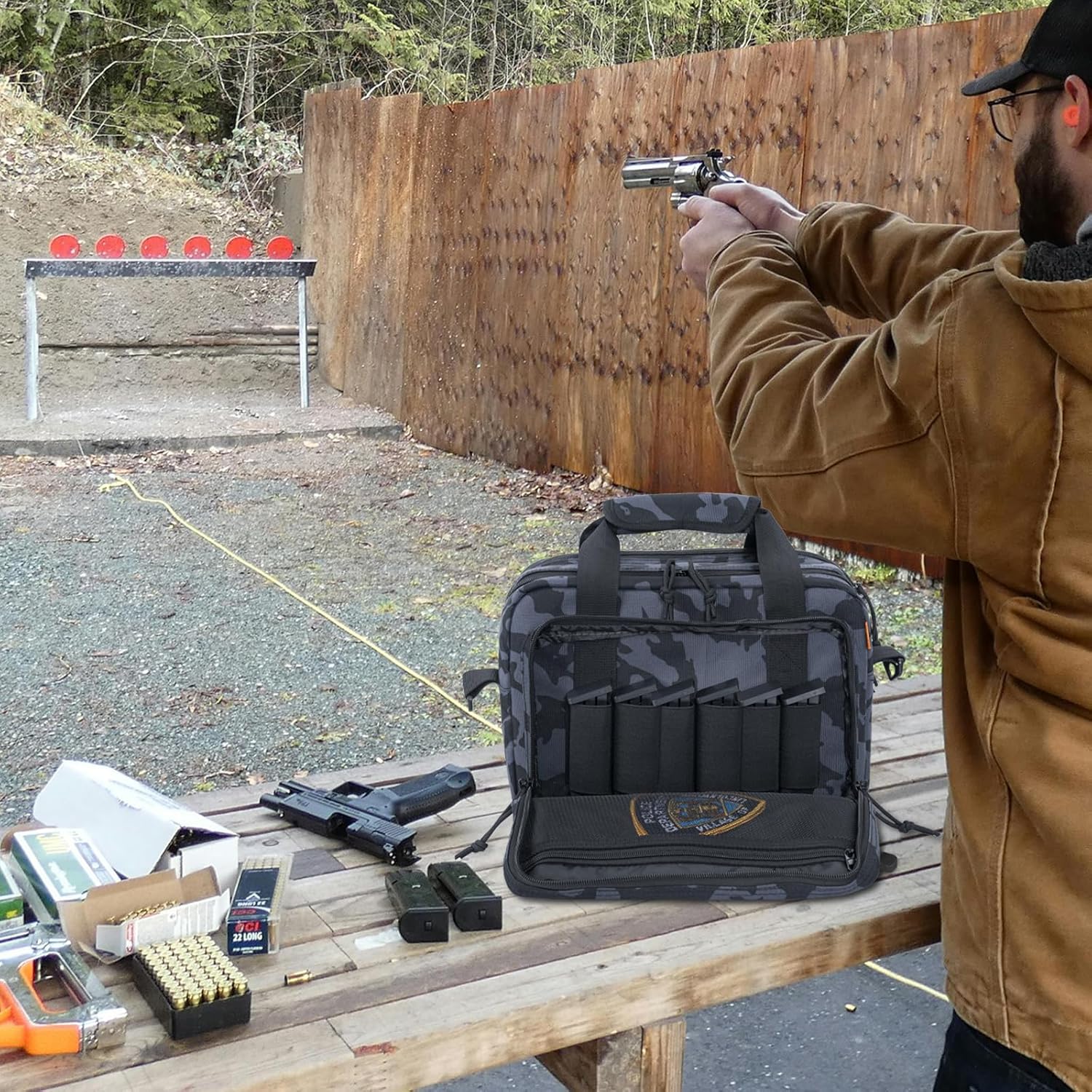 Pistol Case, Gun Range Bags For 2 Pistols 6 Magazines Carrying Shooting Bag with Lockable Zipper for Shooting Range Outdoor Hunting - Image 8