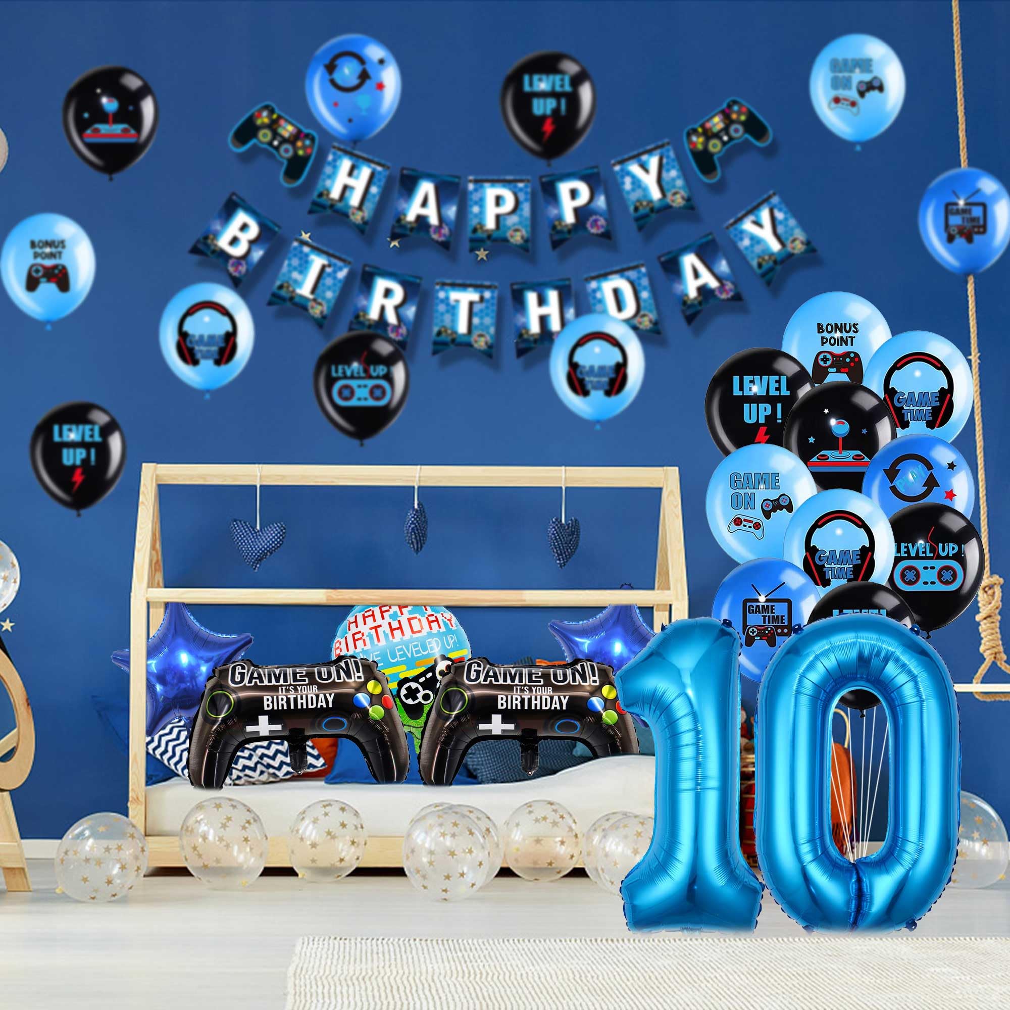 Kit Completo Decorazioni Compleanno A Tema Videogiochi | Striscione, Palloncini, Tovaglia | Per Feste Bambini - Foto 2