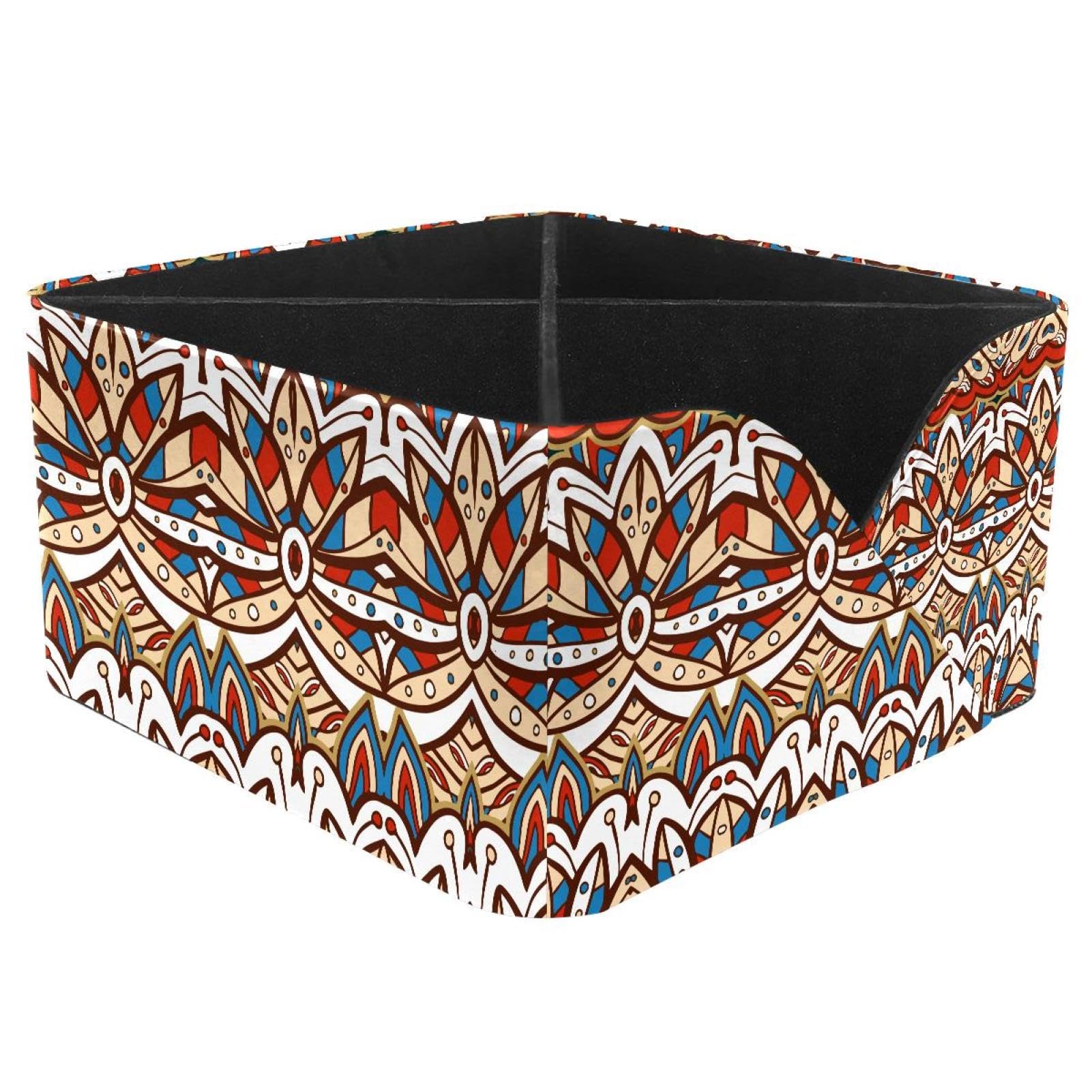 KengjuTesu American India Ethnic Aztec Desktop Organizer Pen Holder, Rectangular Pencil Cup for Office, Study and Makeup Stations