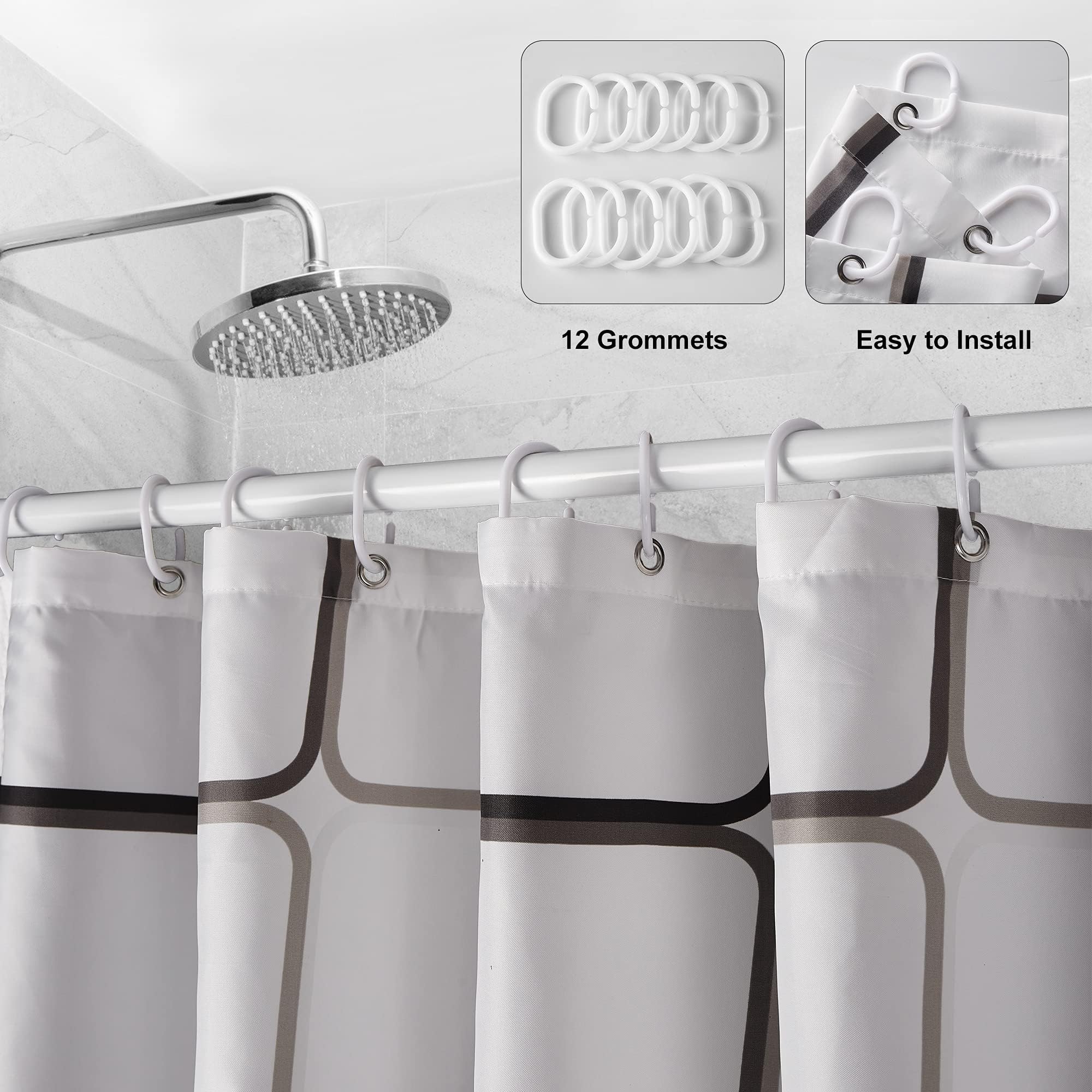 Lustiger Nilpferd Duschvorhang – 240x200cm, Wasserdicht & Schimmelresistent, Aus Polyester, Mit 12 Haken