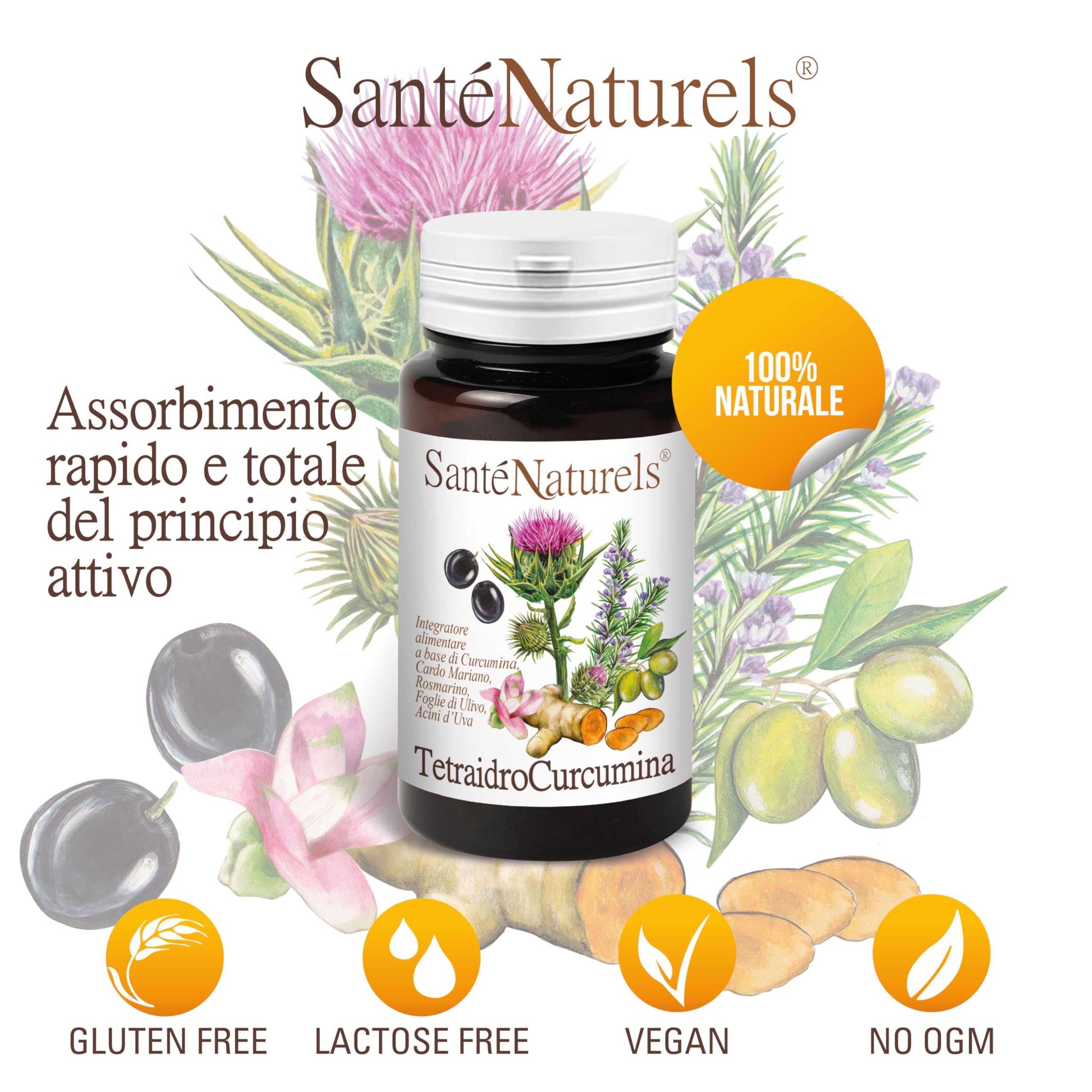 TetraIdroCurcumina ● 45 Capsule Vegetali da 450 mg ● L'Evoluzione della Curcumina ● Altissimo Assorbimento ● Integrata con altri estratti di erbe medicali per una azione sinergica.
