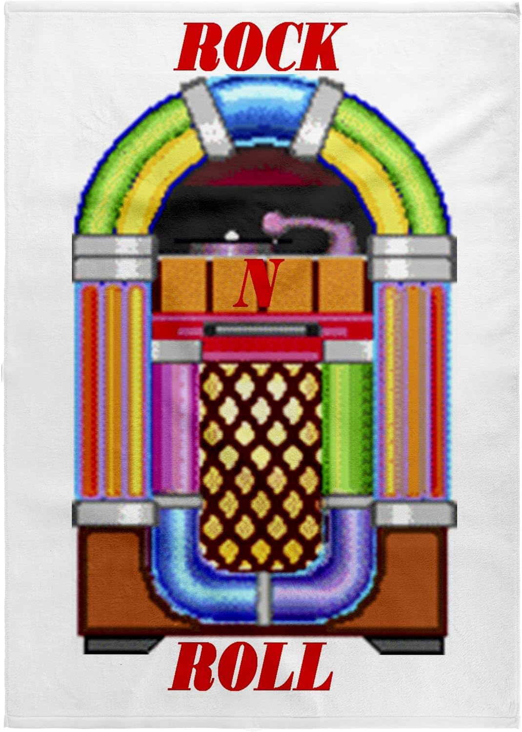 3dRose Colorful Retro Juke Box with Red Rock and Roll 22x30 Bath Hand Pool Towel