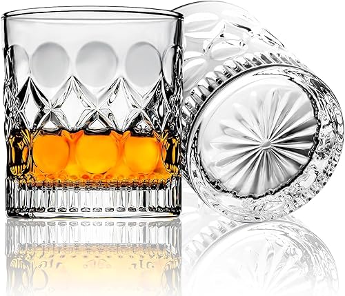 Miniatura 8 de Juego de 8 vasos de whisky de cristal, vasos antiguos de 10 onzas, ideales para bares, fiestas y hogar, regalo ideal para el día del padre (8