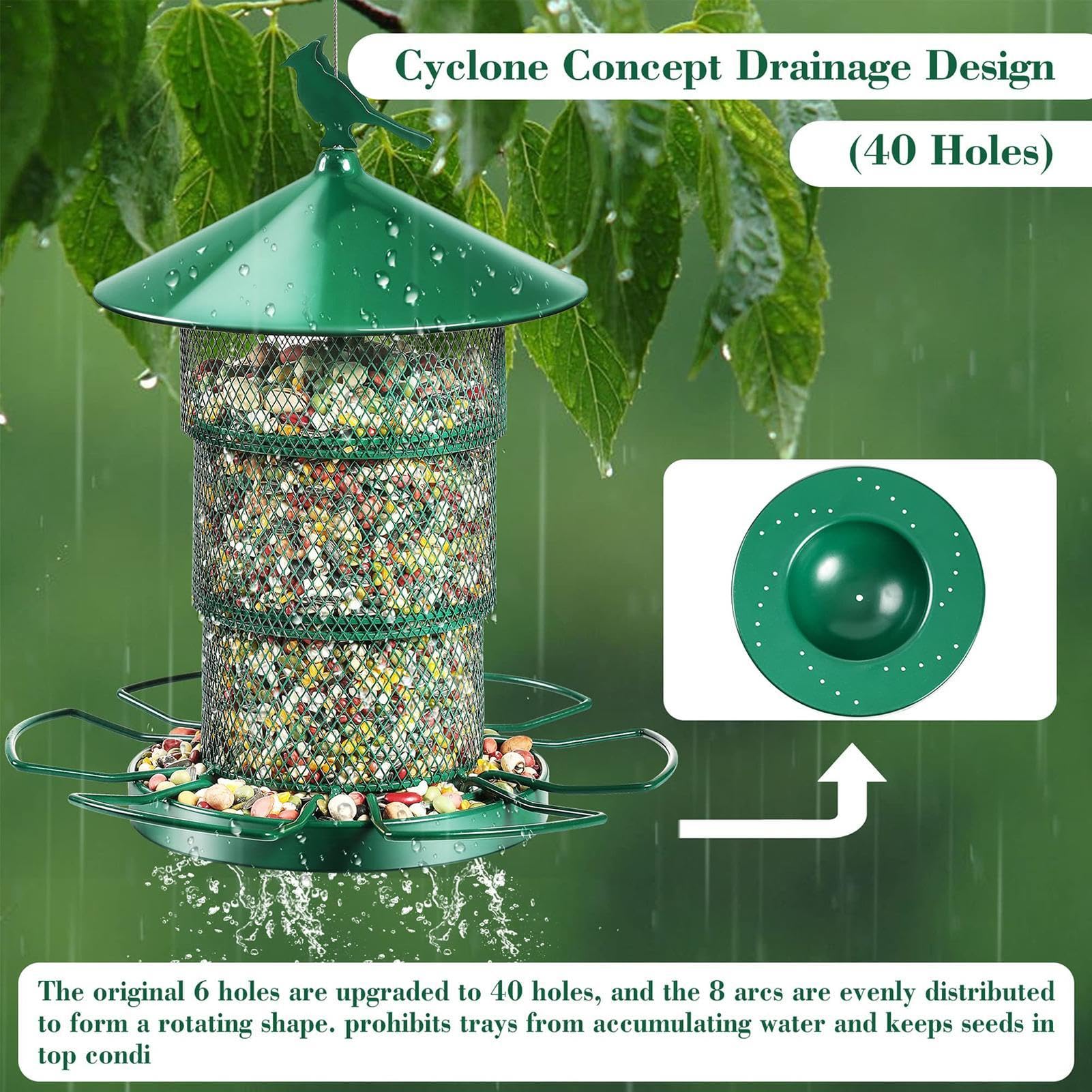 Comederos para pájaros para Exteriores a Prueba Lluvia a Prueba de Ardillas comederos automáticos para pájaros dispensador de Alimentos retráctil de 3 Niveles Accesorios para Jardines Patios