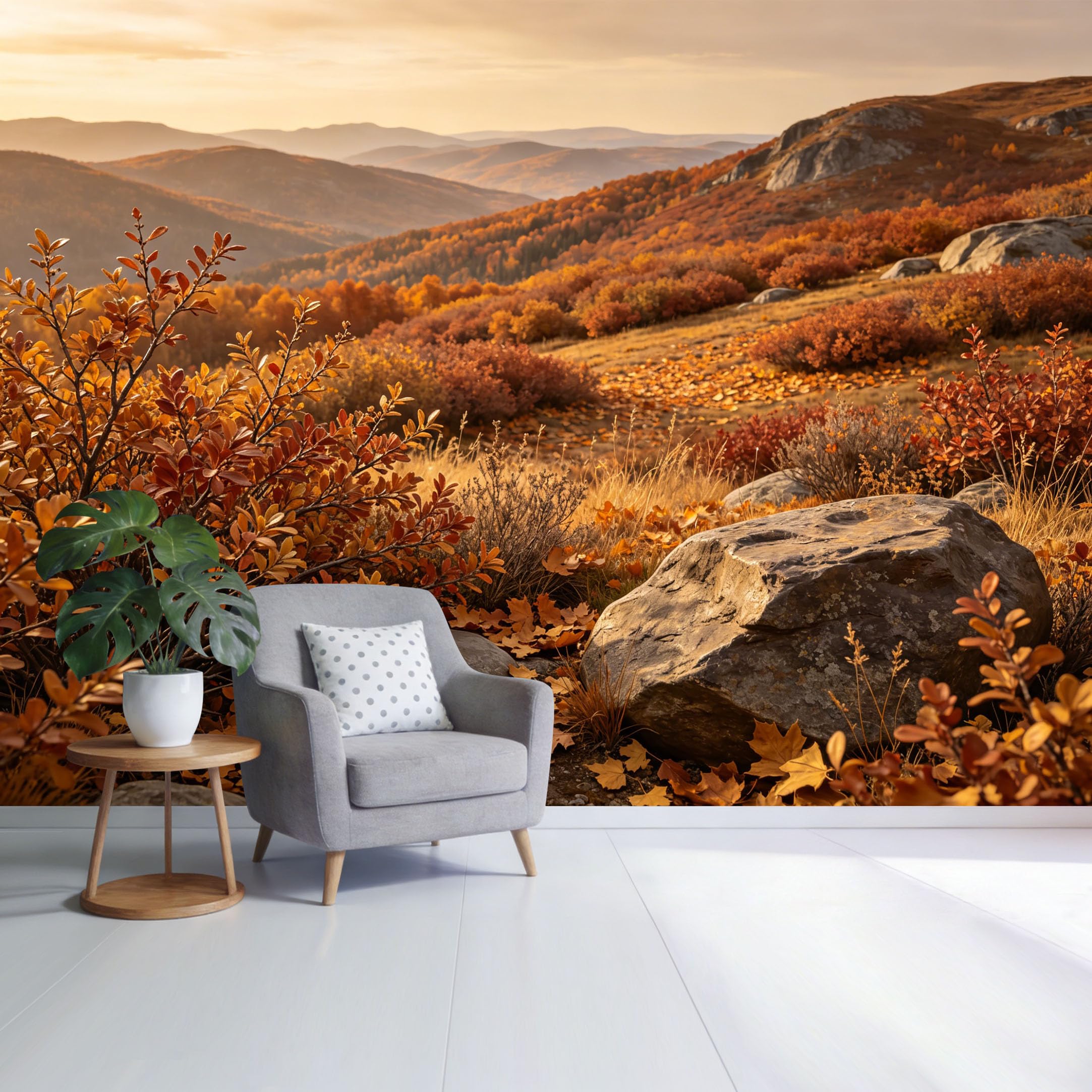 Custom Size Wall Mural Autumn Mountain Landscape Golden Foliage Scenic Forest View SelfAdhesive Wall Fabric Removable Wallpaper for Home Office Decor