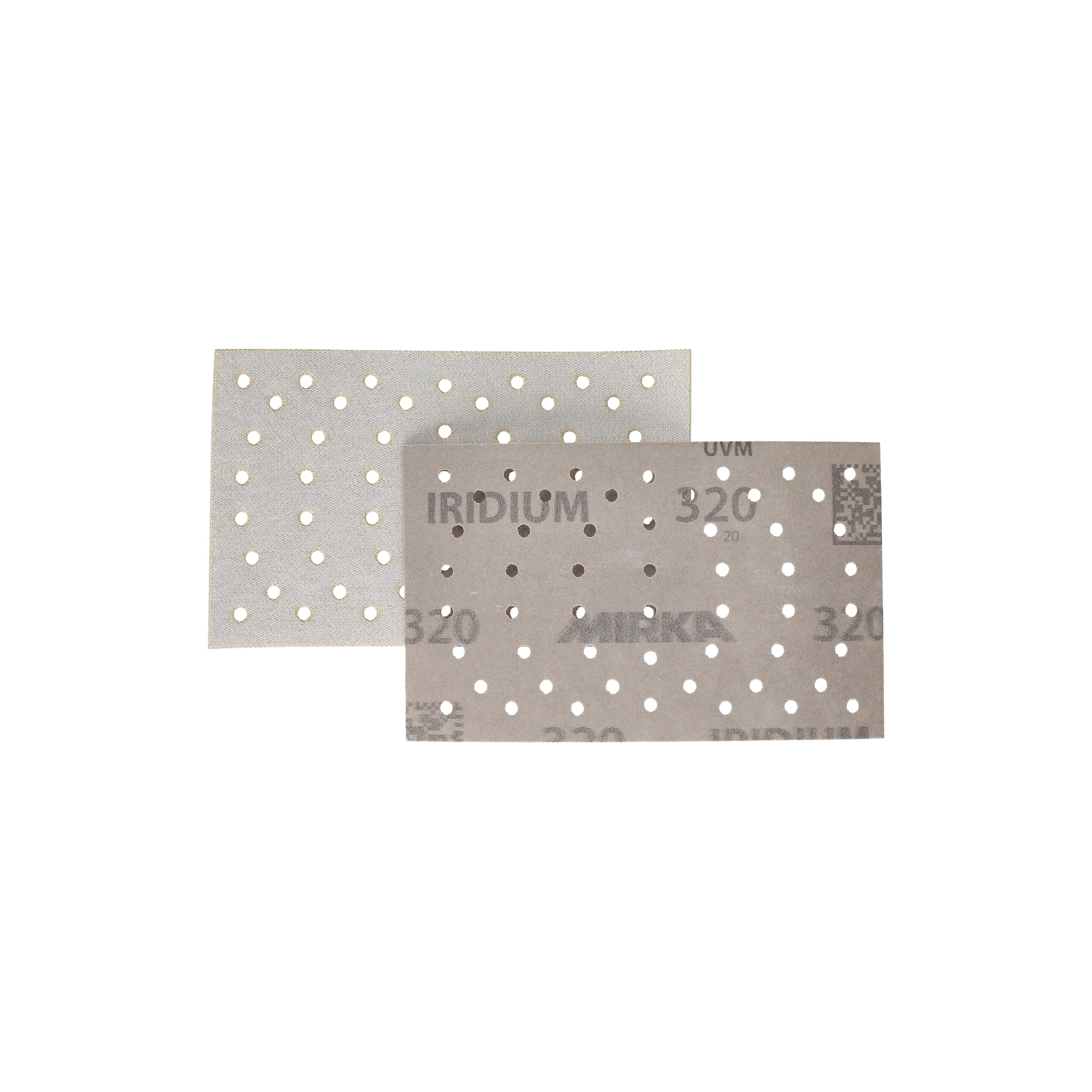 Mirka papel de lija Iridium 81x133mm cierre adhesivo 54 agujeros | Papel de lija premium grano 320 para lacas masillas imprimación madera acero plásticos 100 piezas cierre adhesivo