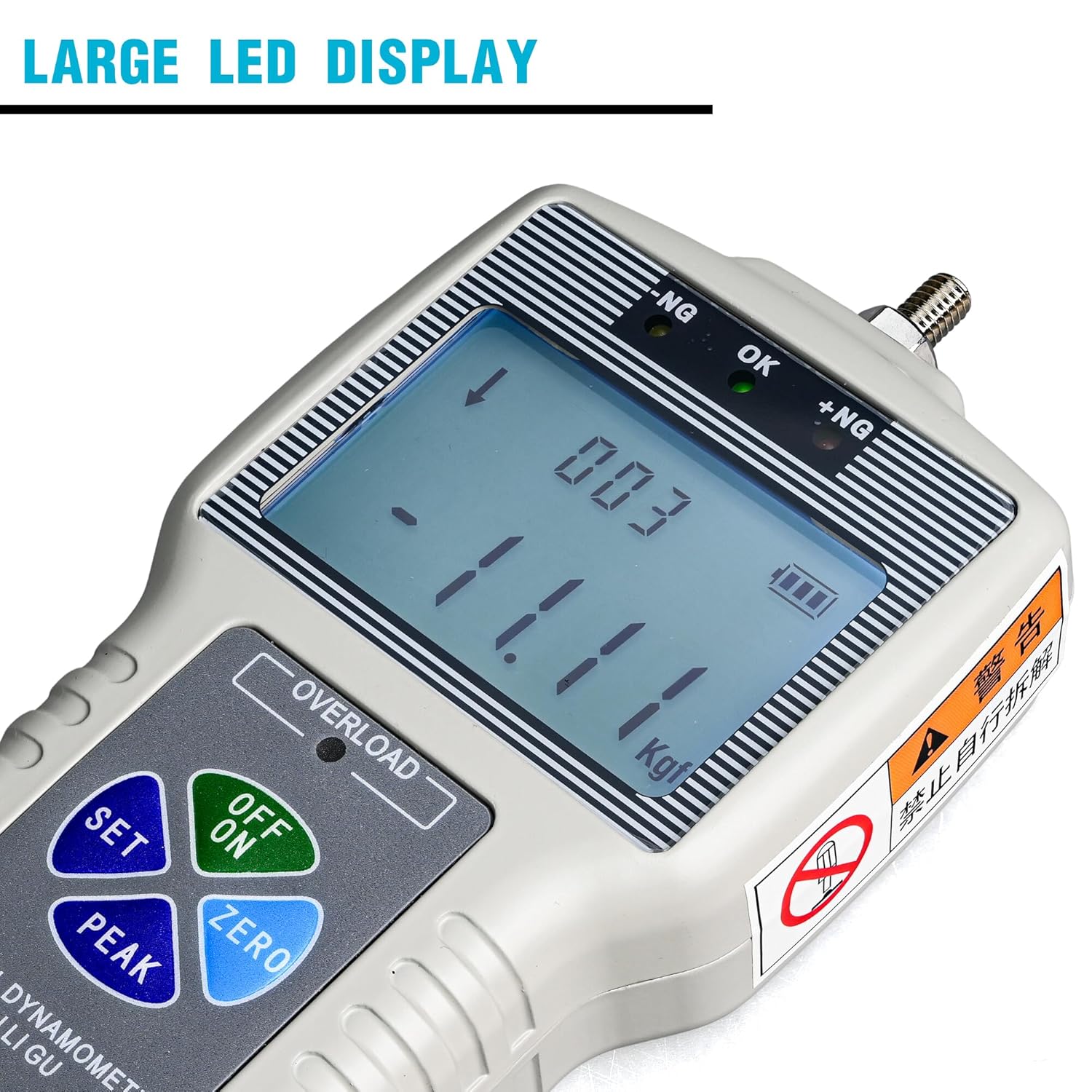ZP-500N Digital Force Gauge Push Pull Gauge with Data Output Function (no RS232 Cable) 500N 50kgf 110lbf High Precision for Tension Compression Destructive Tests, Backlit LCD Display, Rechargeable